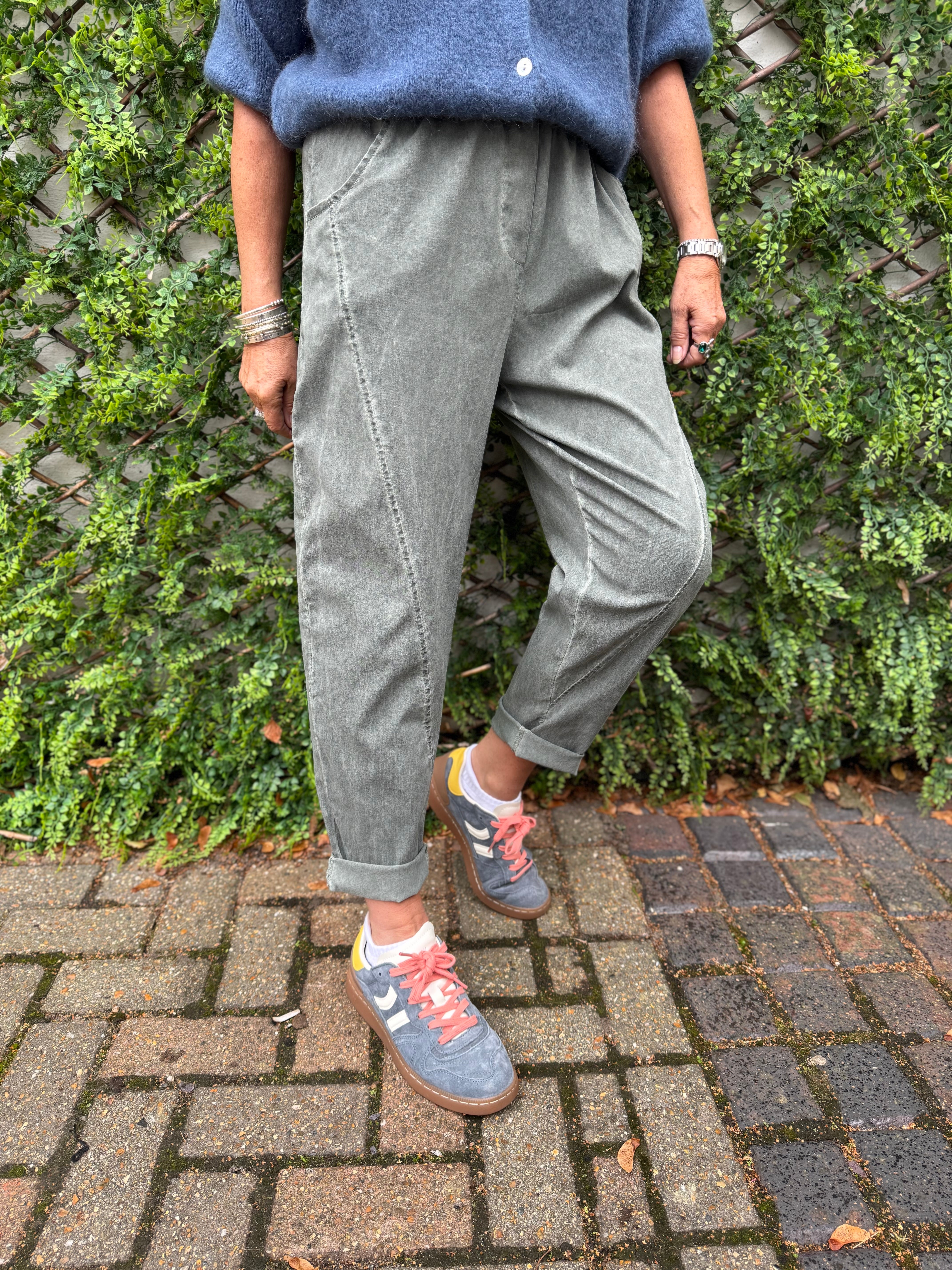 Engineered Boyfriend Joggers in Khaki