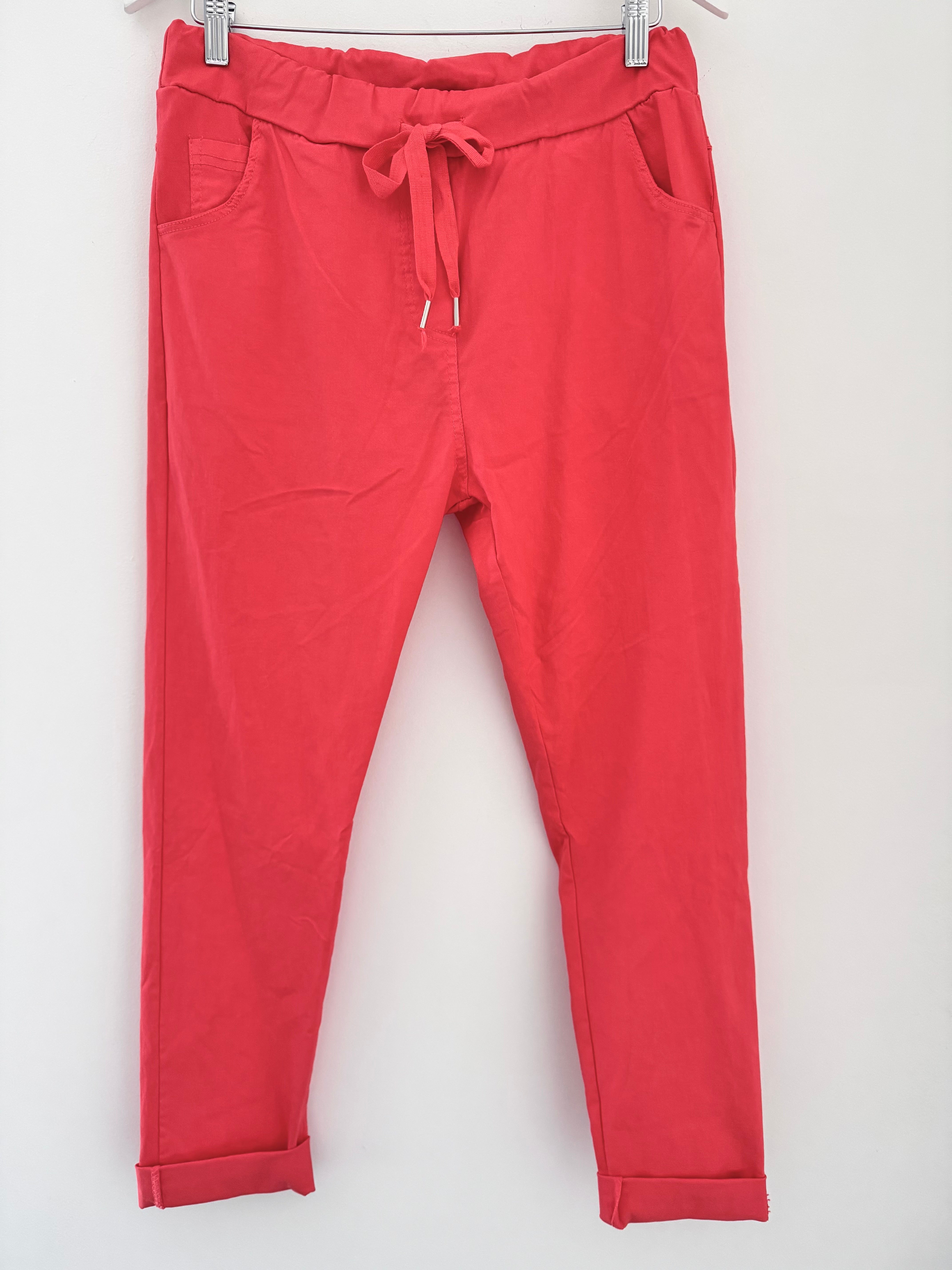 Super Stretch Four Pocket Joggers in Coral