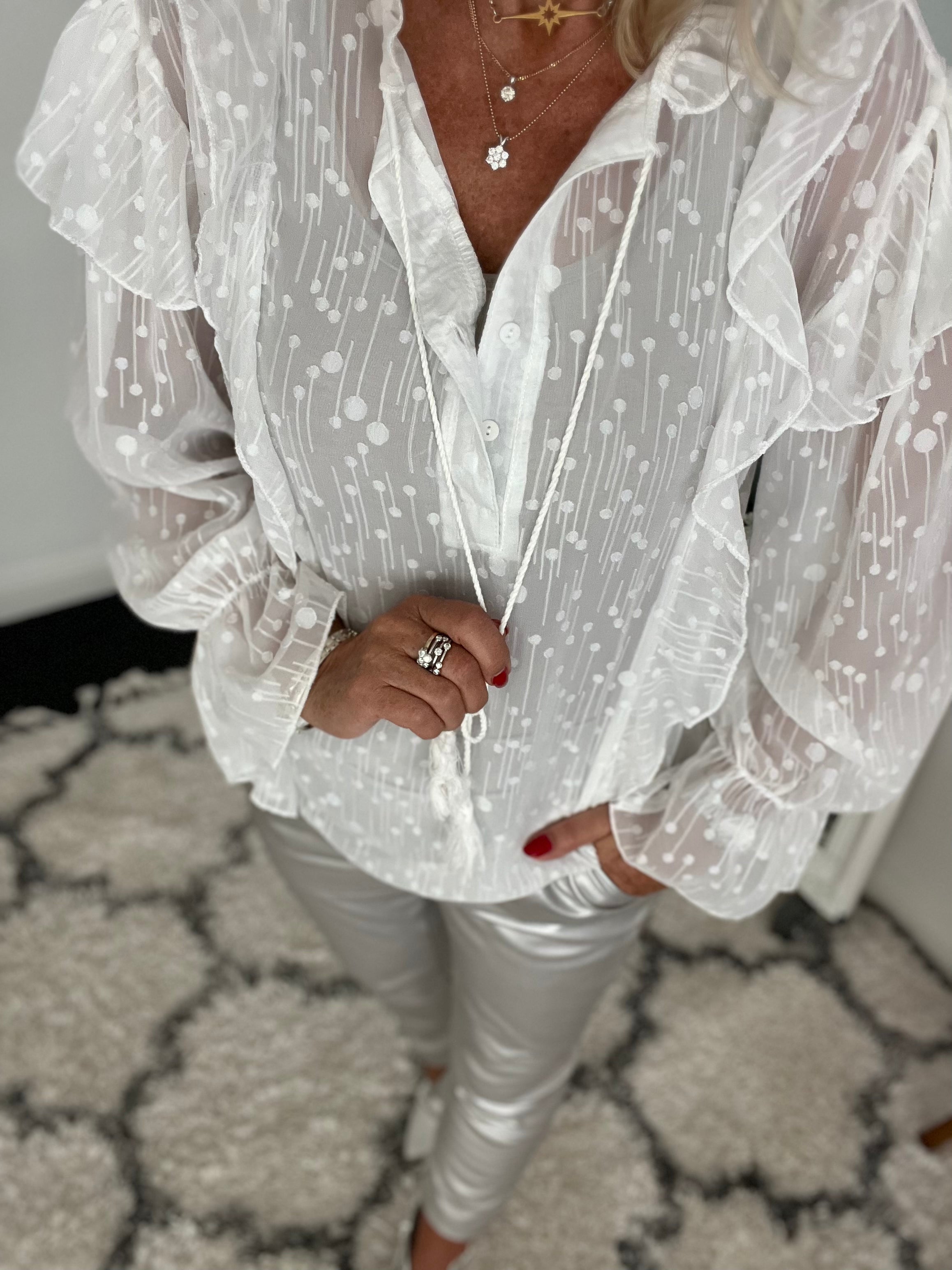 Ruffle Blouse in White