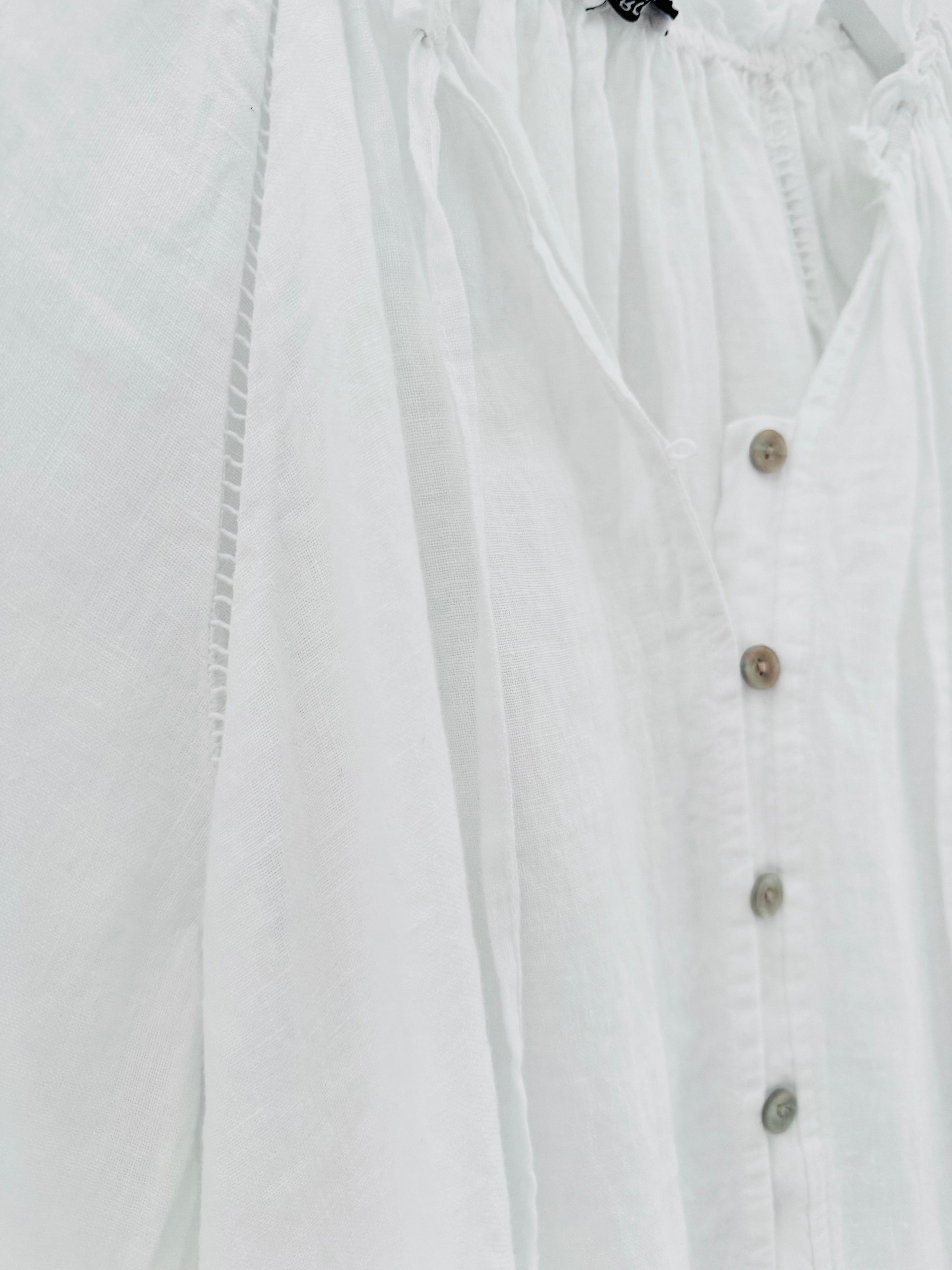 Pure Linen Designer Blouse in White