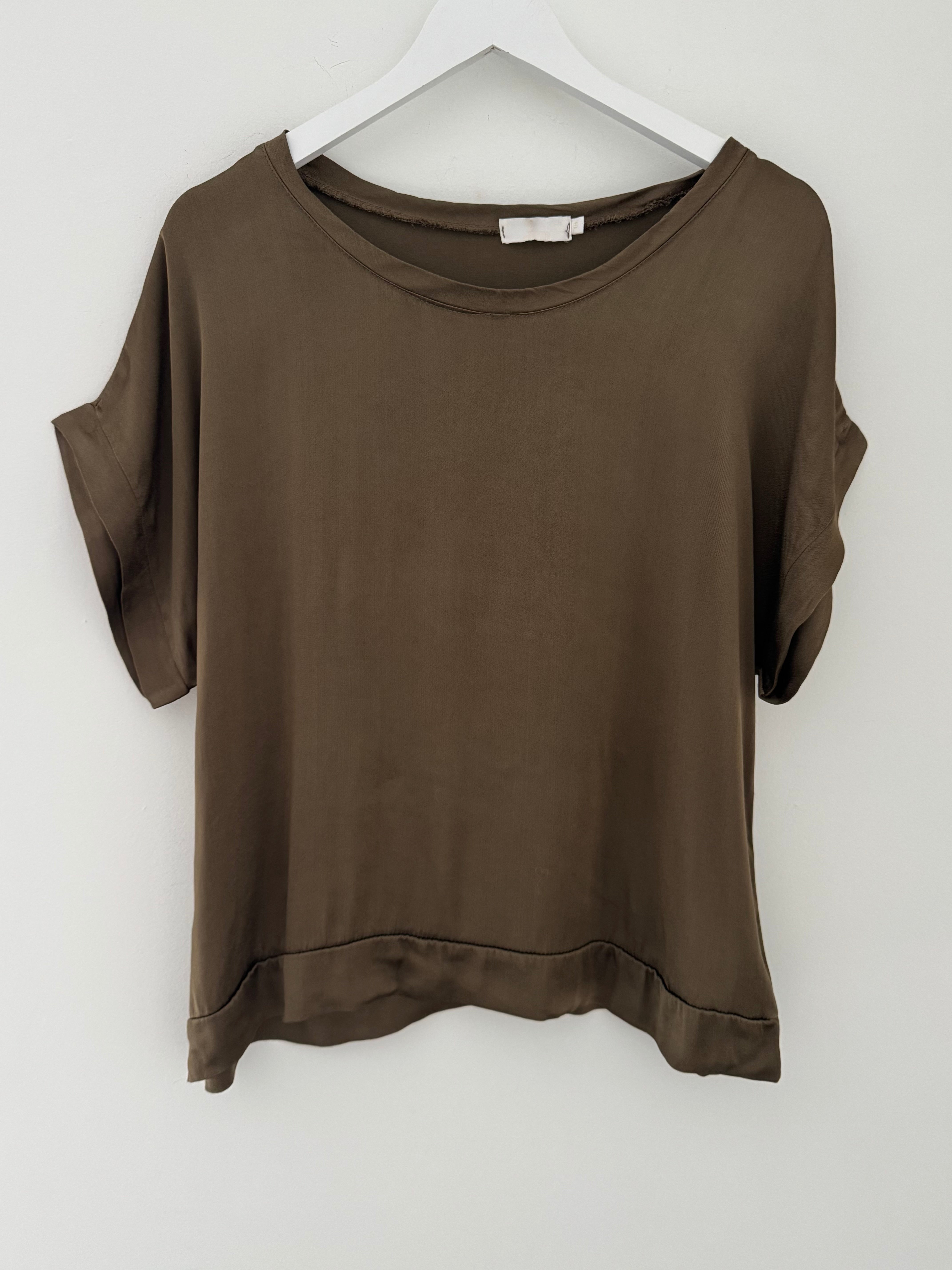 Satin Top in Khaki
