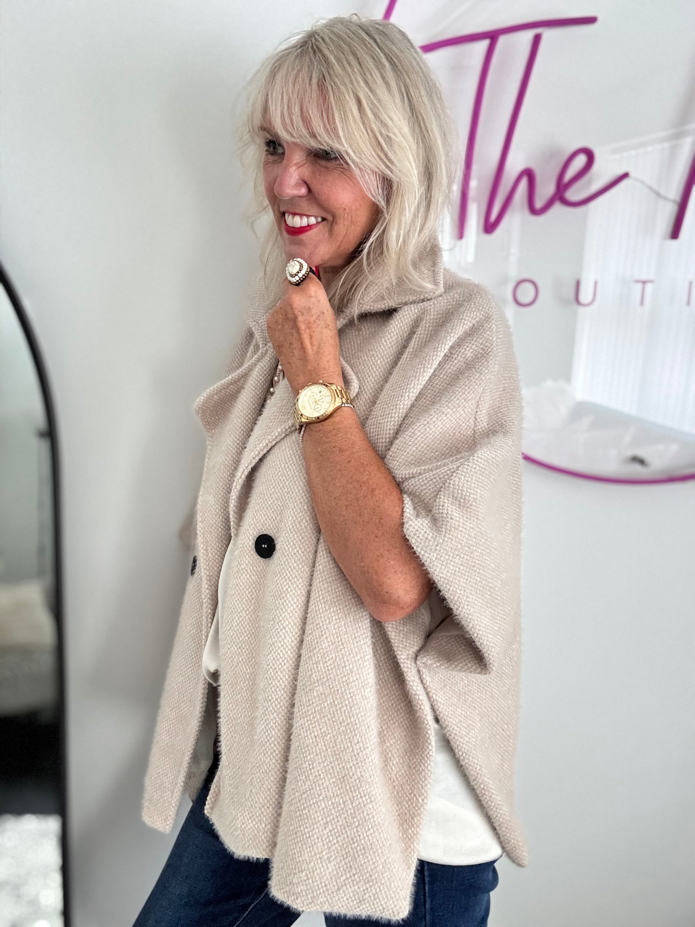 Soft Cape Jacket in Ecru