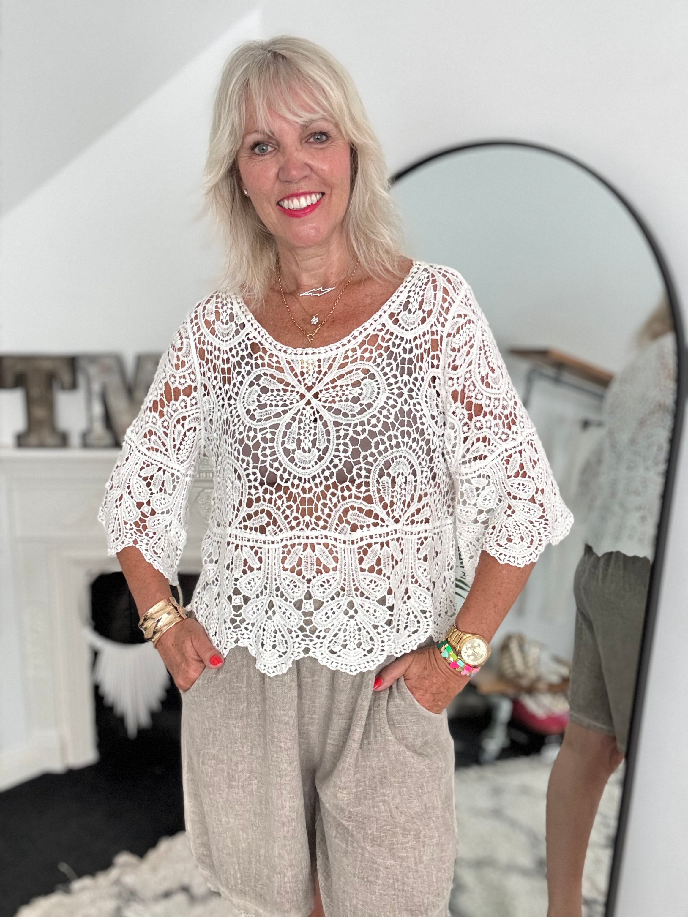 Crochet Top in Ivory