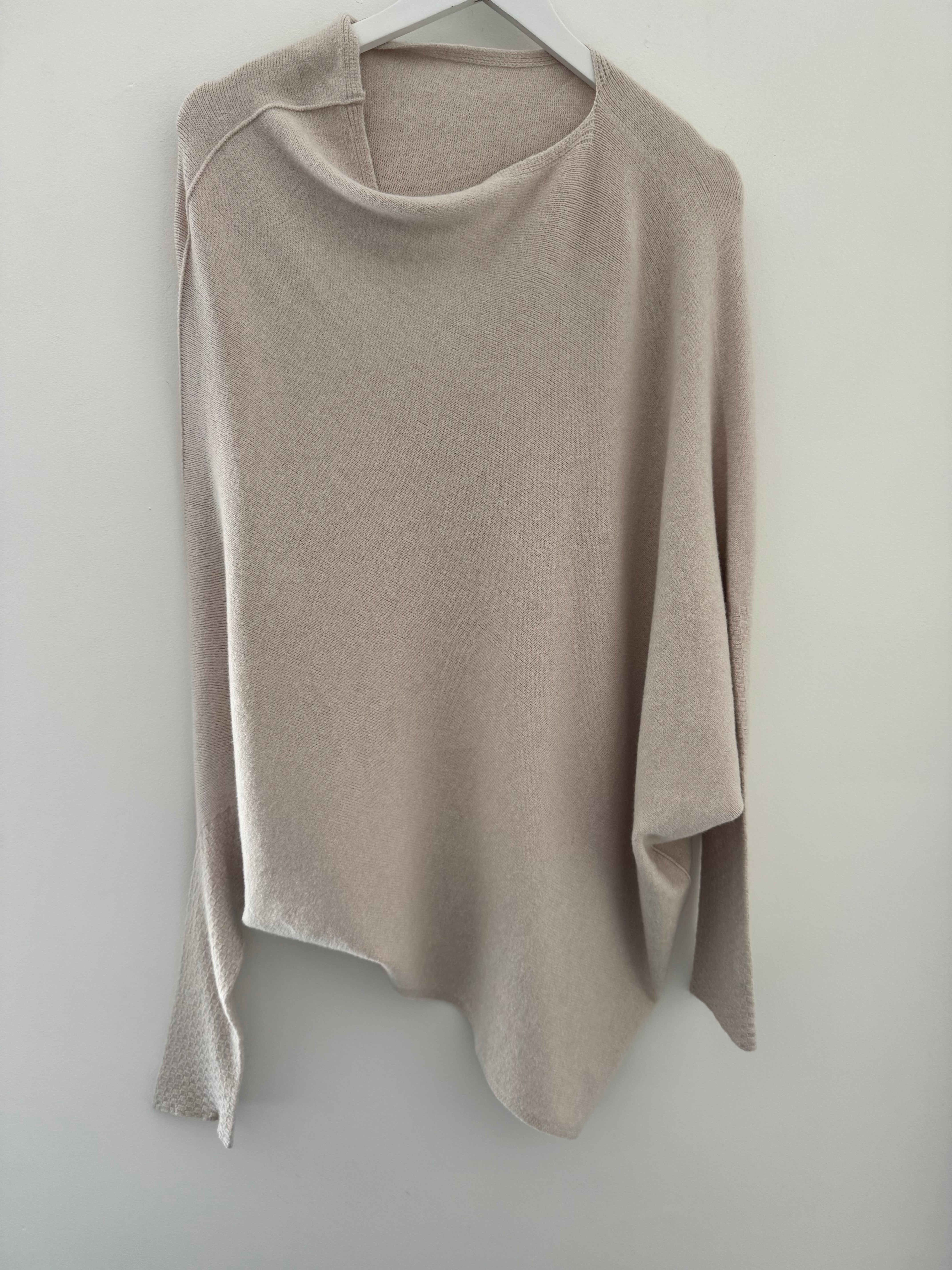 Cowl Neck Asymmetric Jumper in Ecru