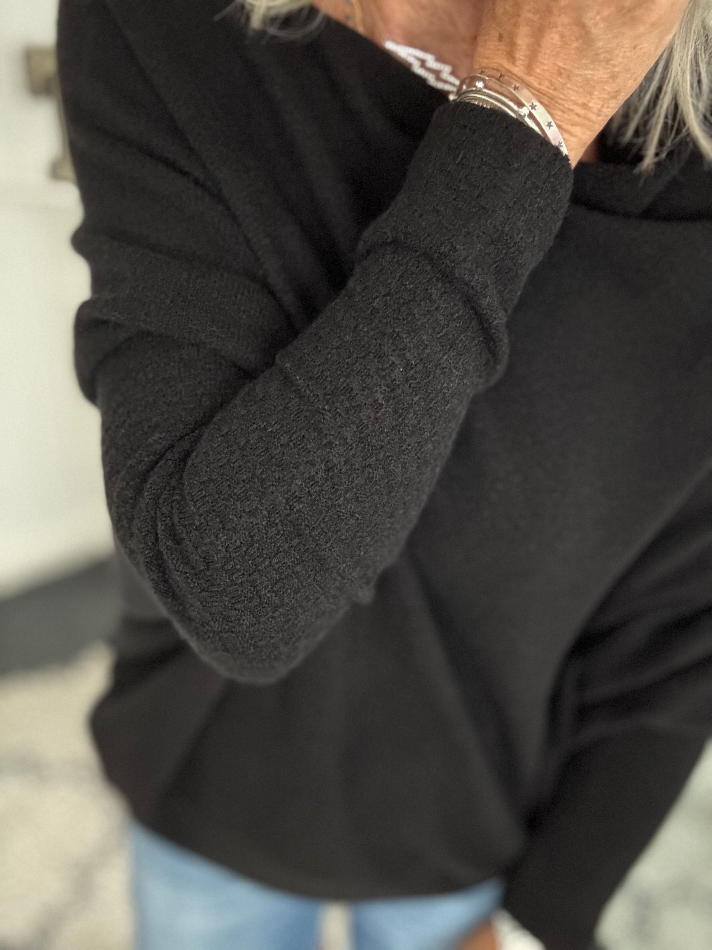 Cowl Neck Asymmetric Jumper in Black