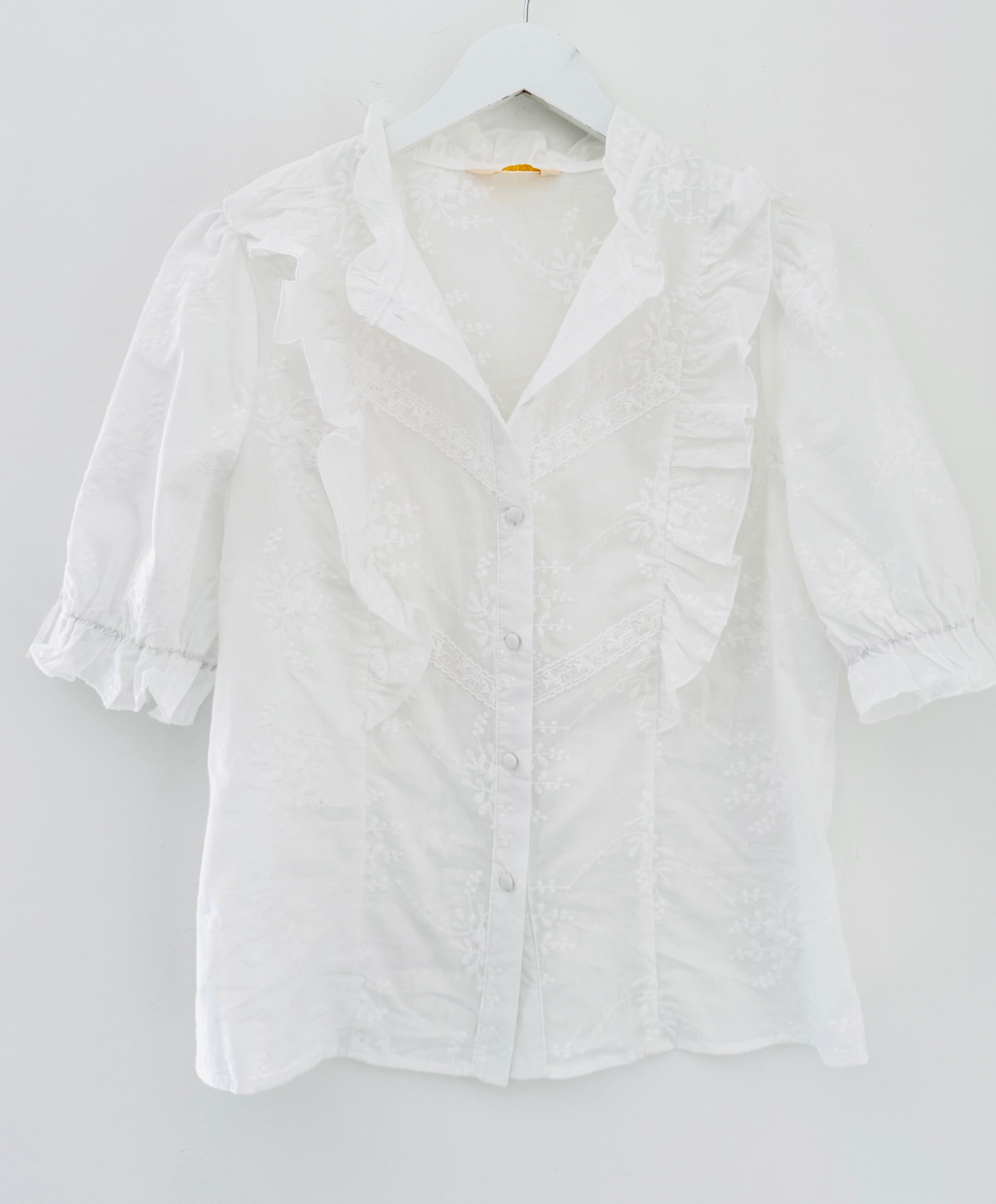 Embroidered Button Shirt in White
