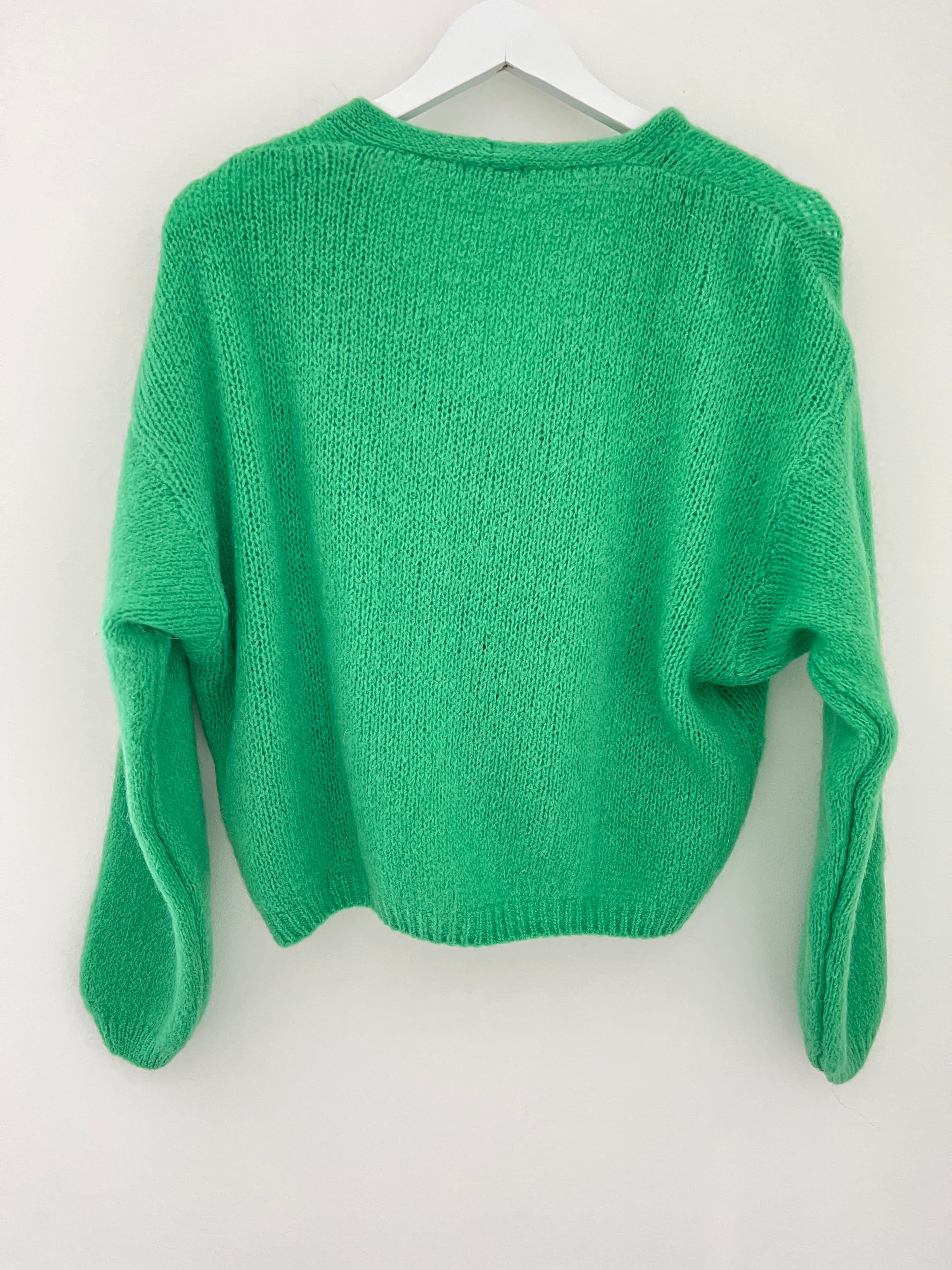 Mohair Cropped Cardi in Emerald