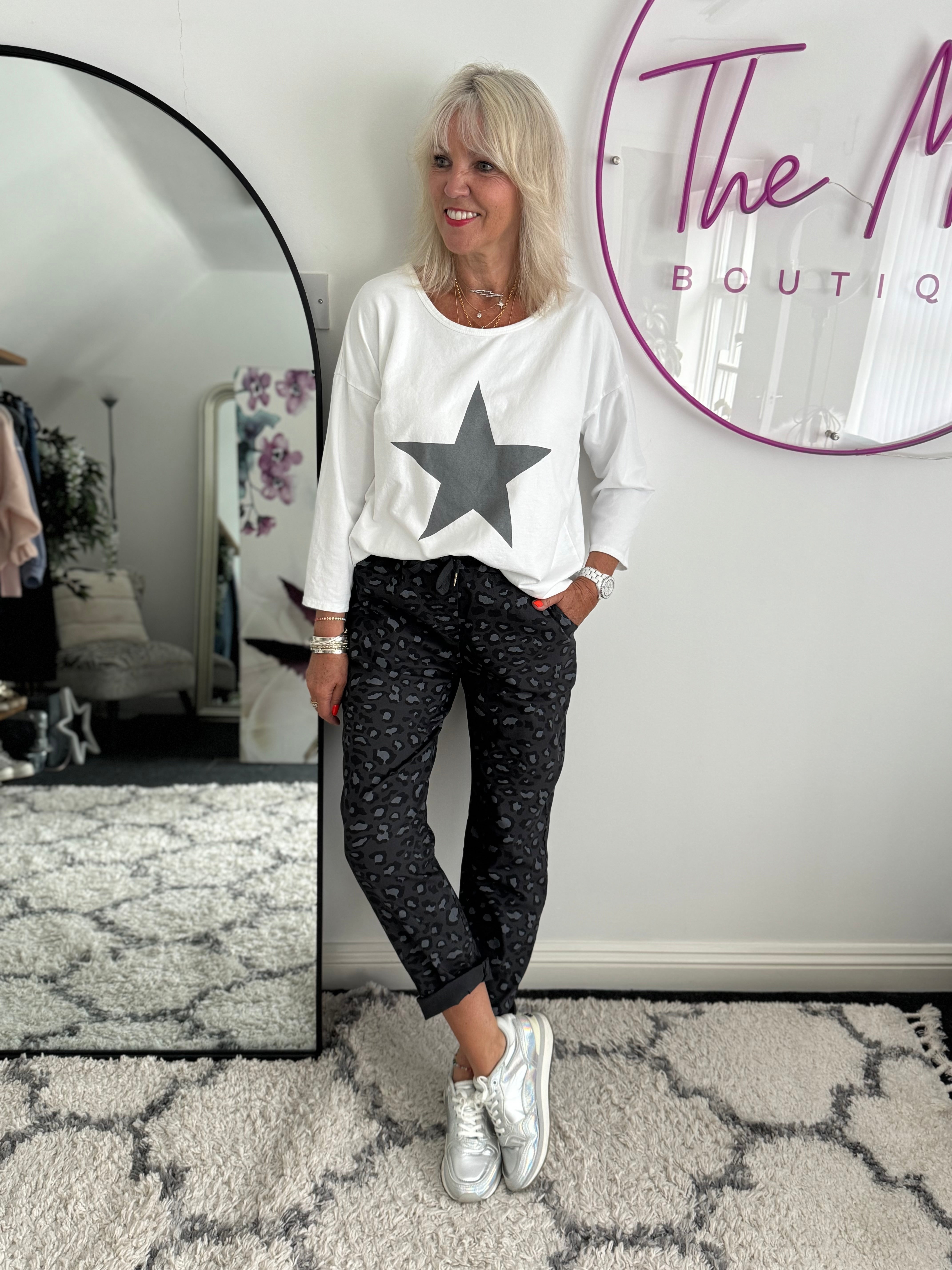 Super Stretch Joggers in Dark Grey Leopard