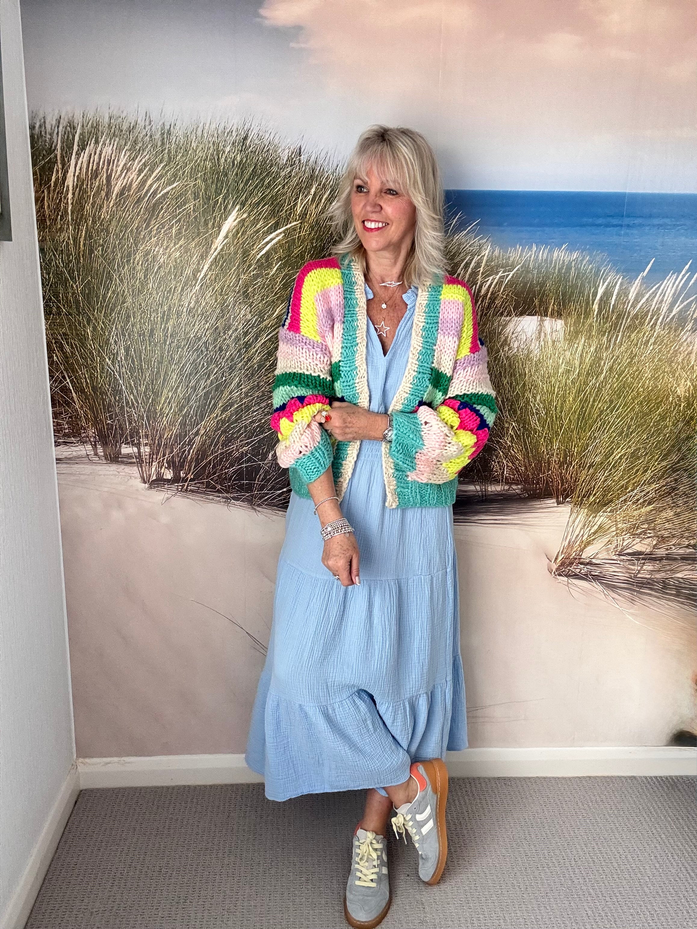Cheesecloth Midi Dress in Blue