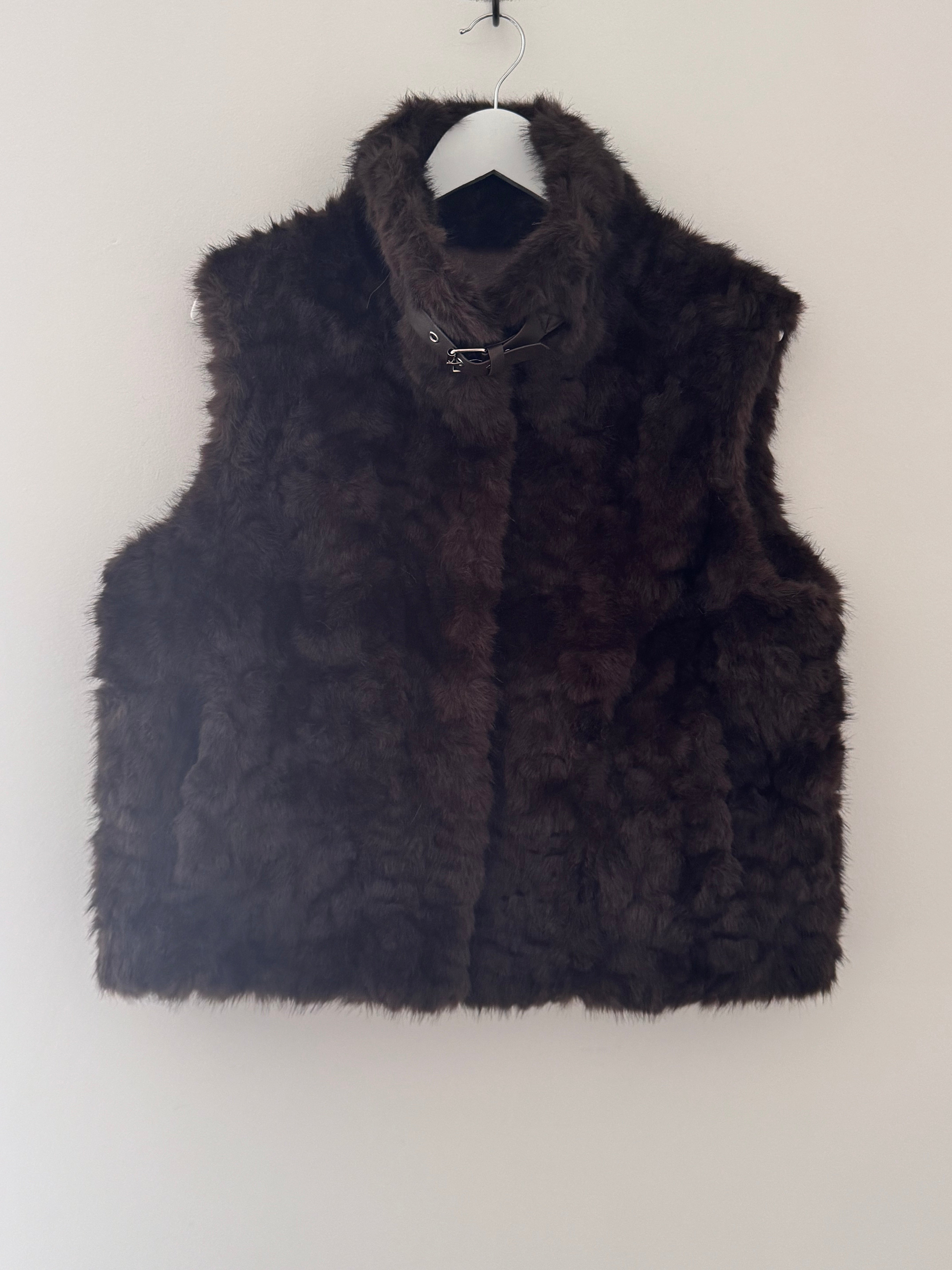 Designer Faux Fur Gilet in Chocolate