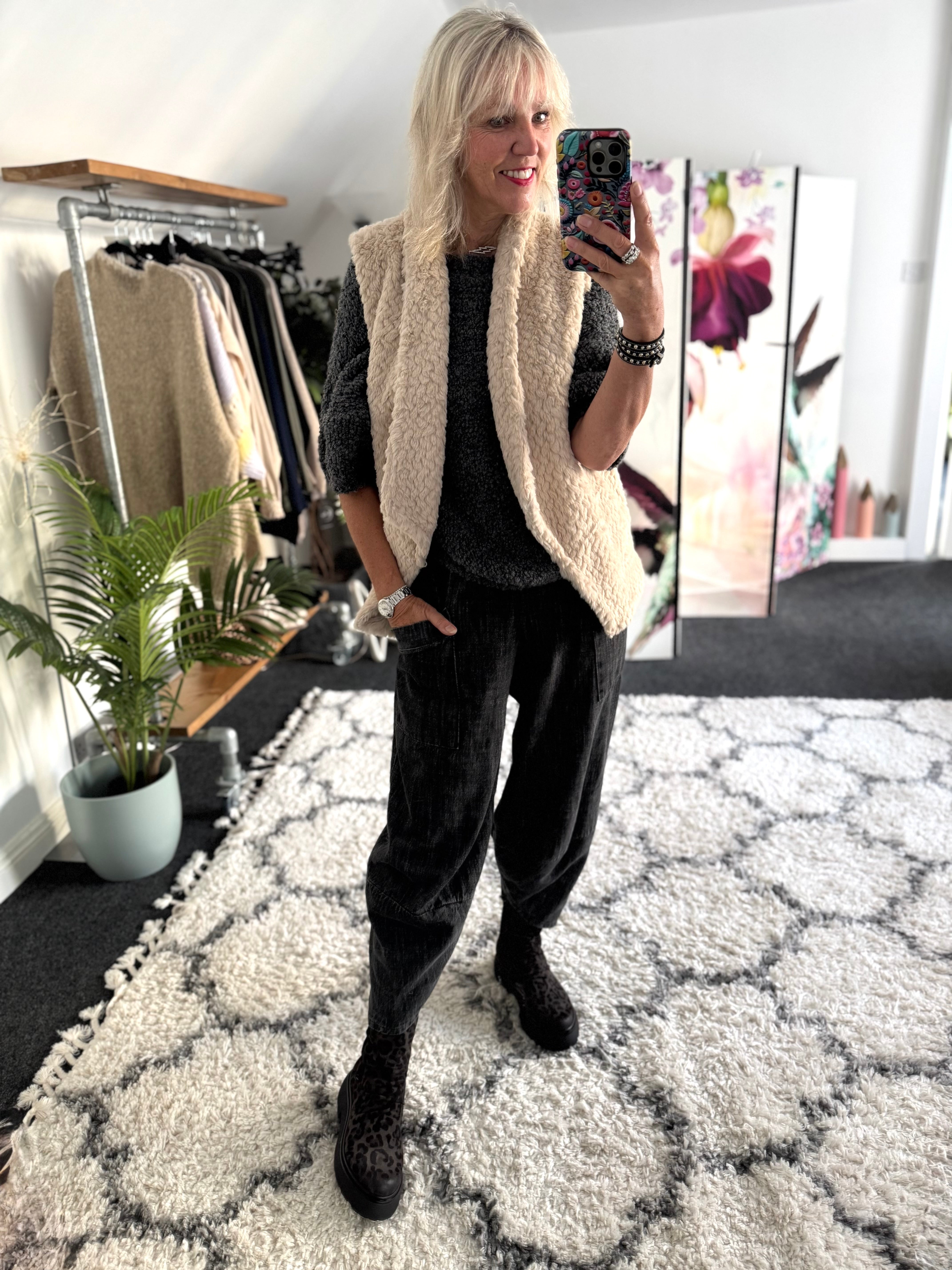 Faux Fur Gilet in Soft Caramel