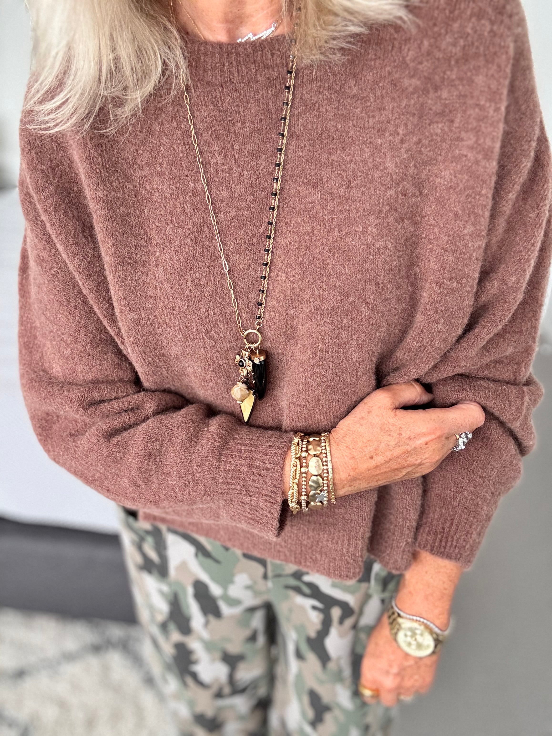 Luxe Slouchy Alpaca Jumper in Hazlenut