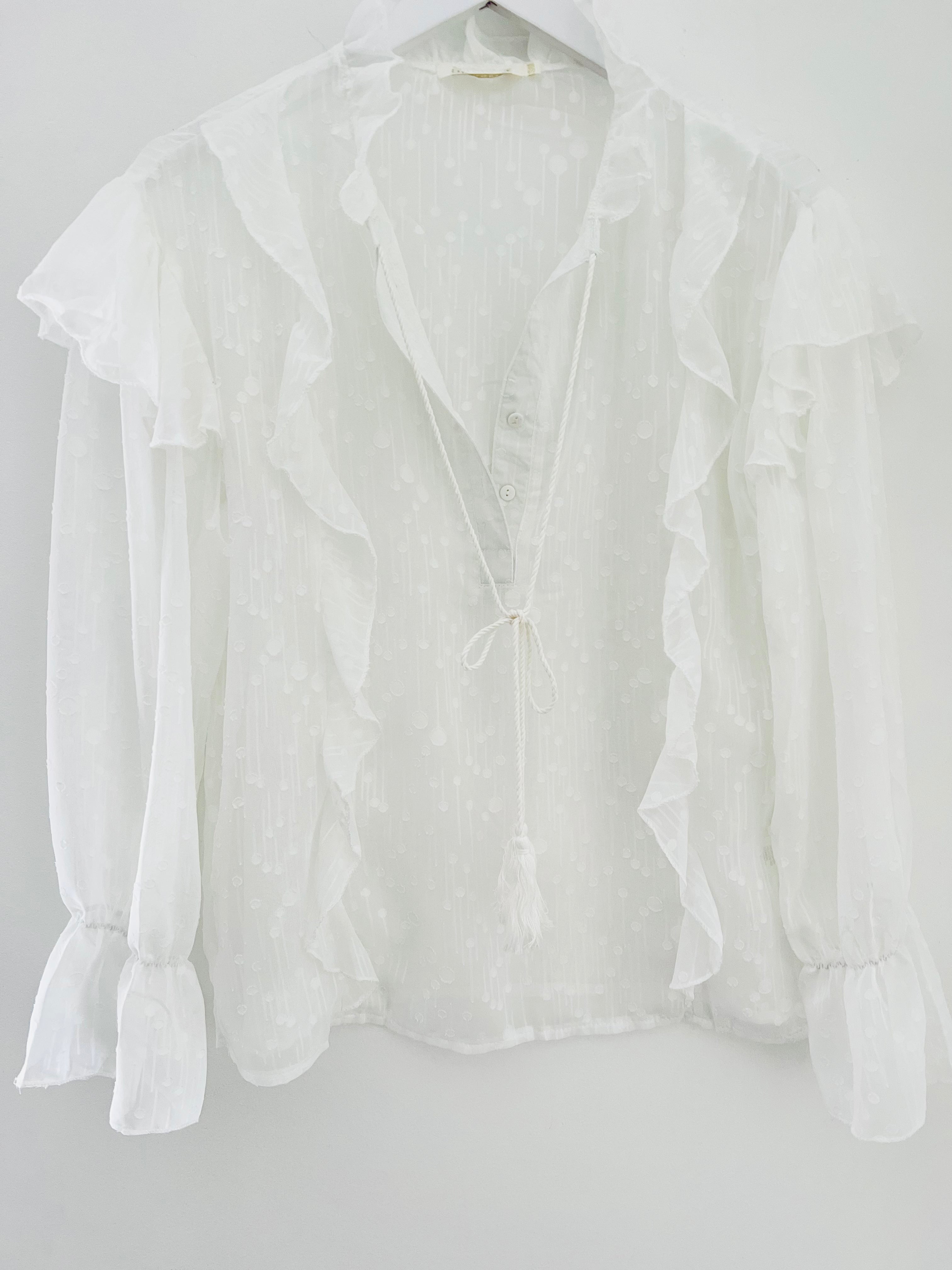 Ruffle Blouse in White