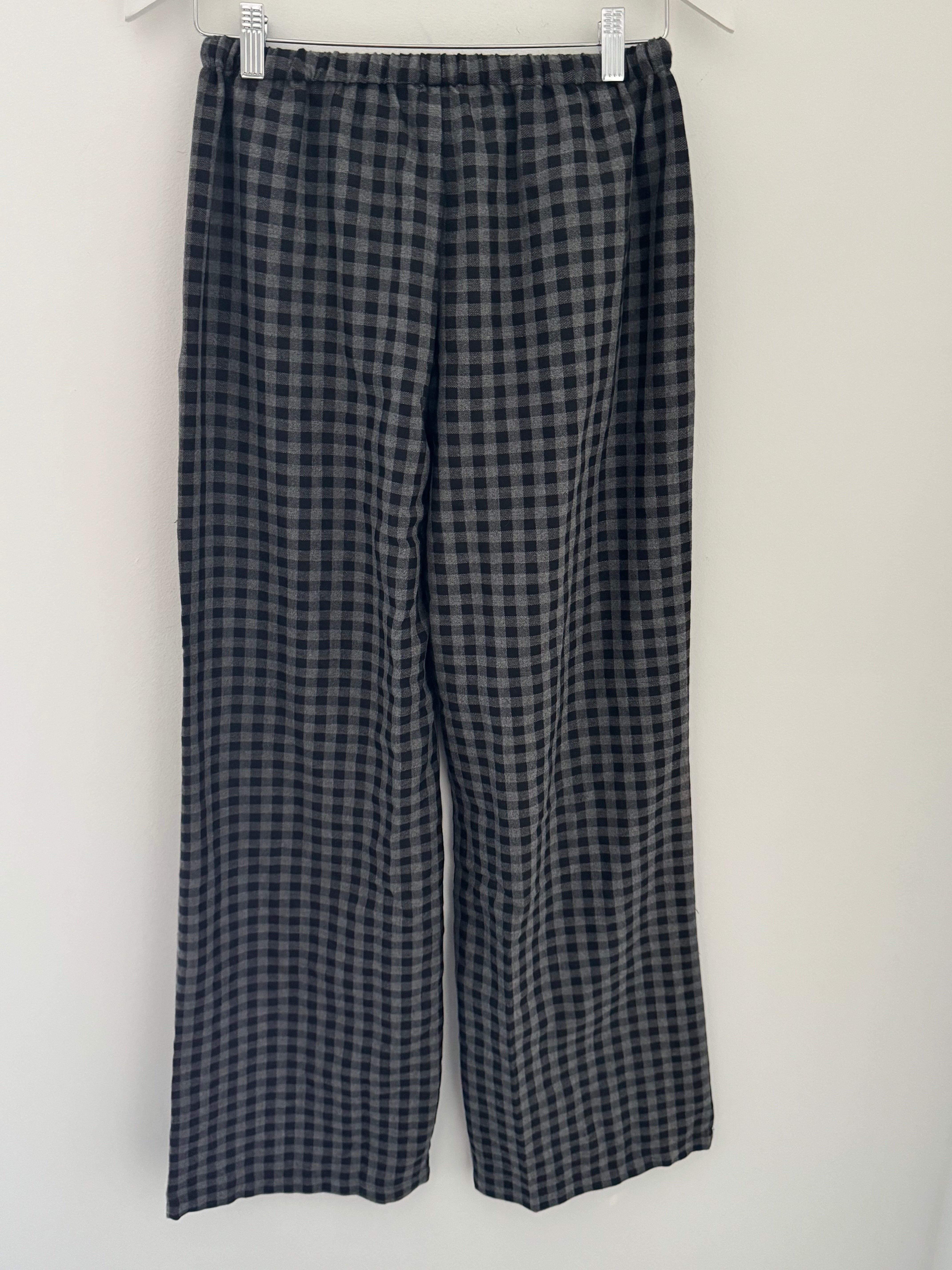 Check Flannel Trousers in Charcoal & Black