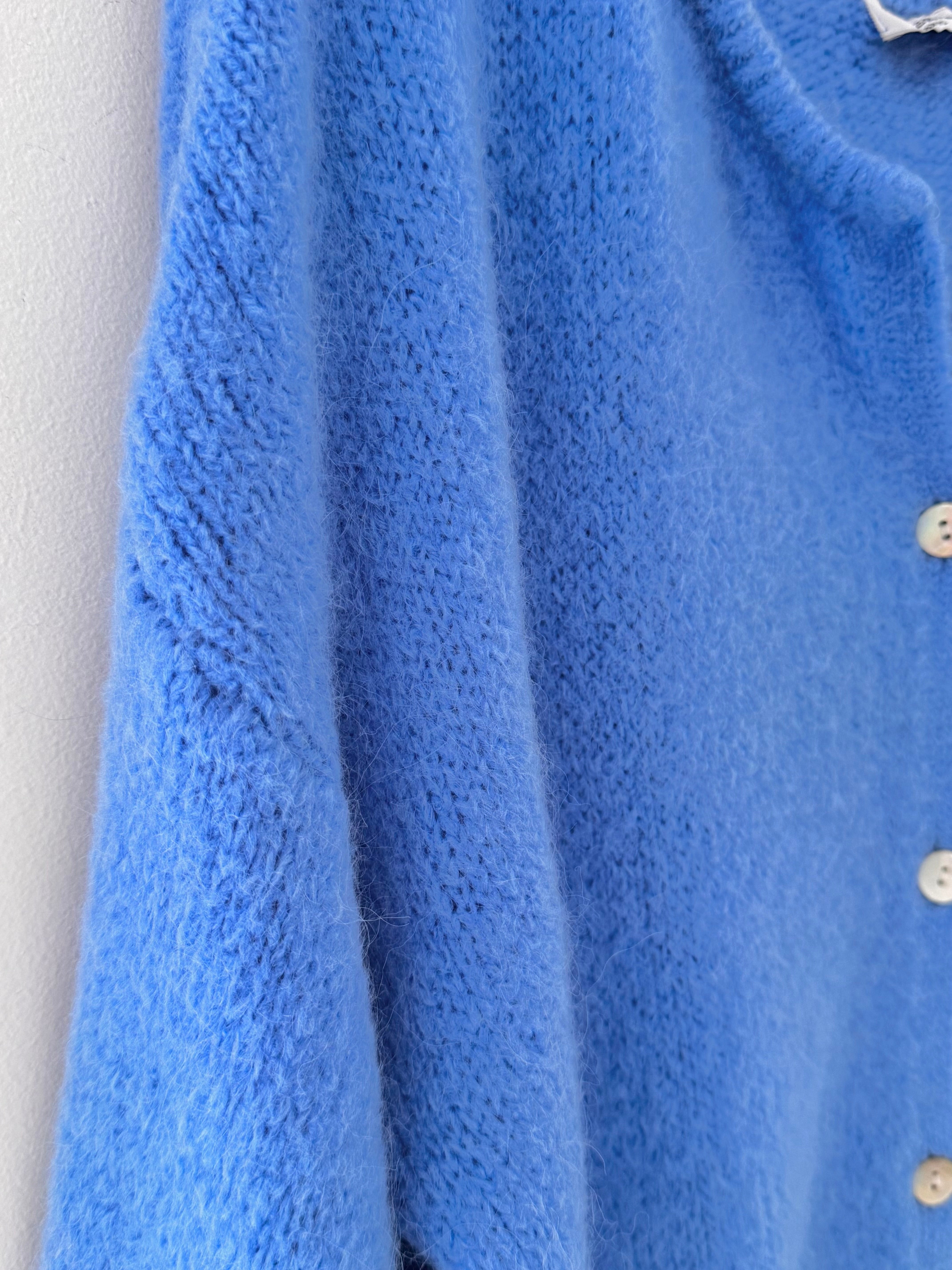 Alpaca Buttoned Cardi in Cornflower