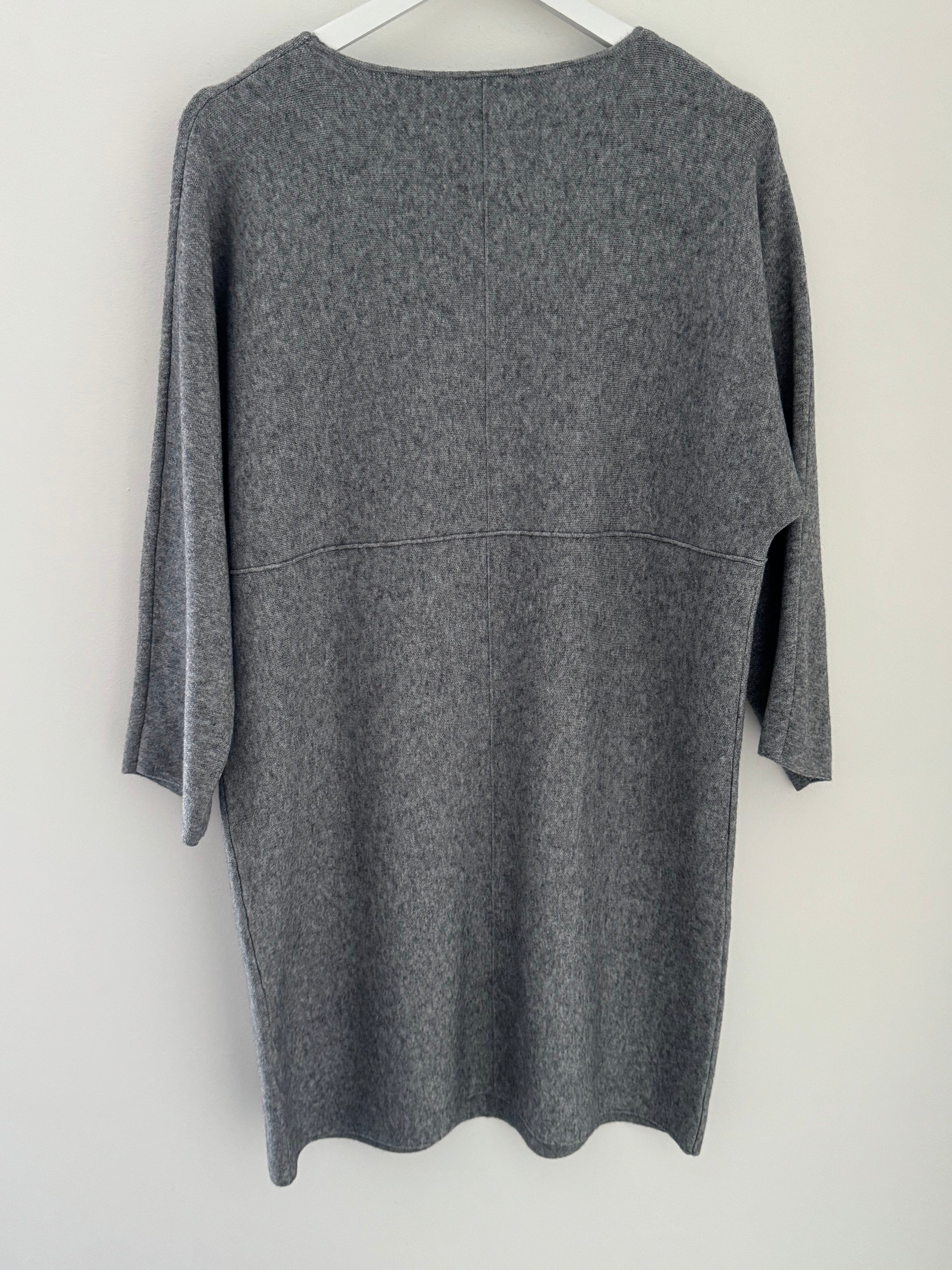 Luxe Knitted Pocket Dress in Marl Grey