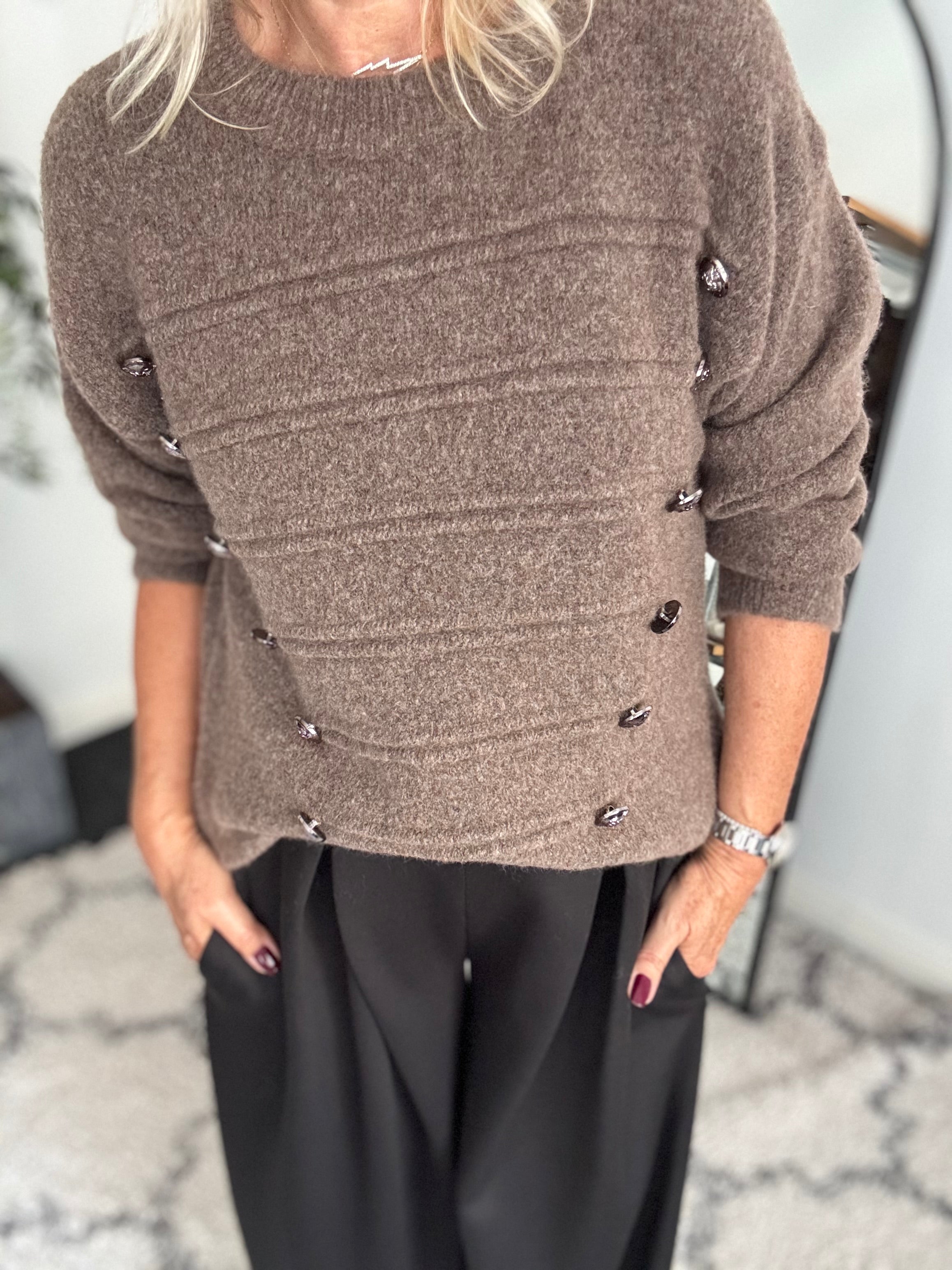 Soft Military Jumper in Mocha