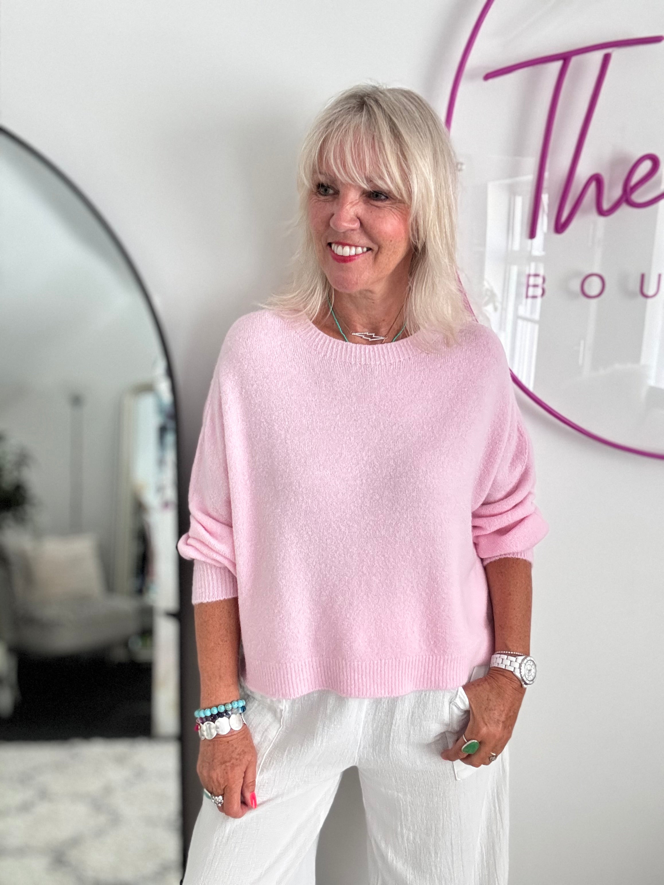 Luxe Slouchy Alpaca Jumper in Baby Pink
