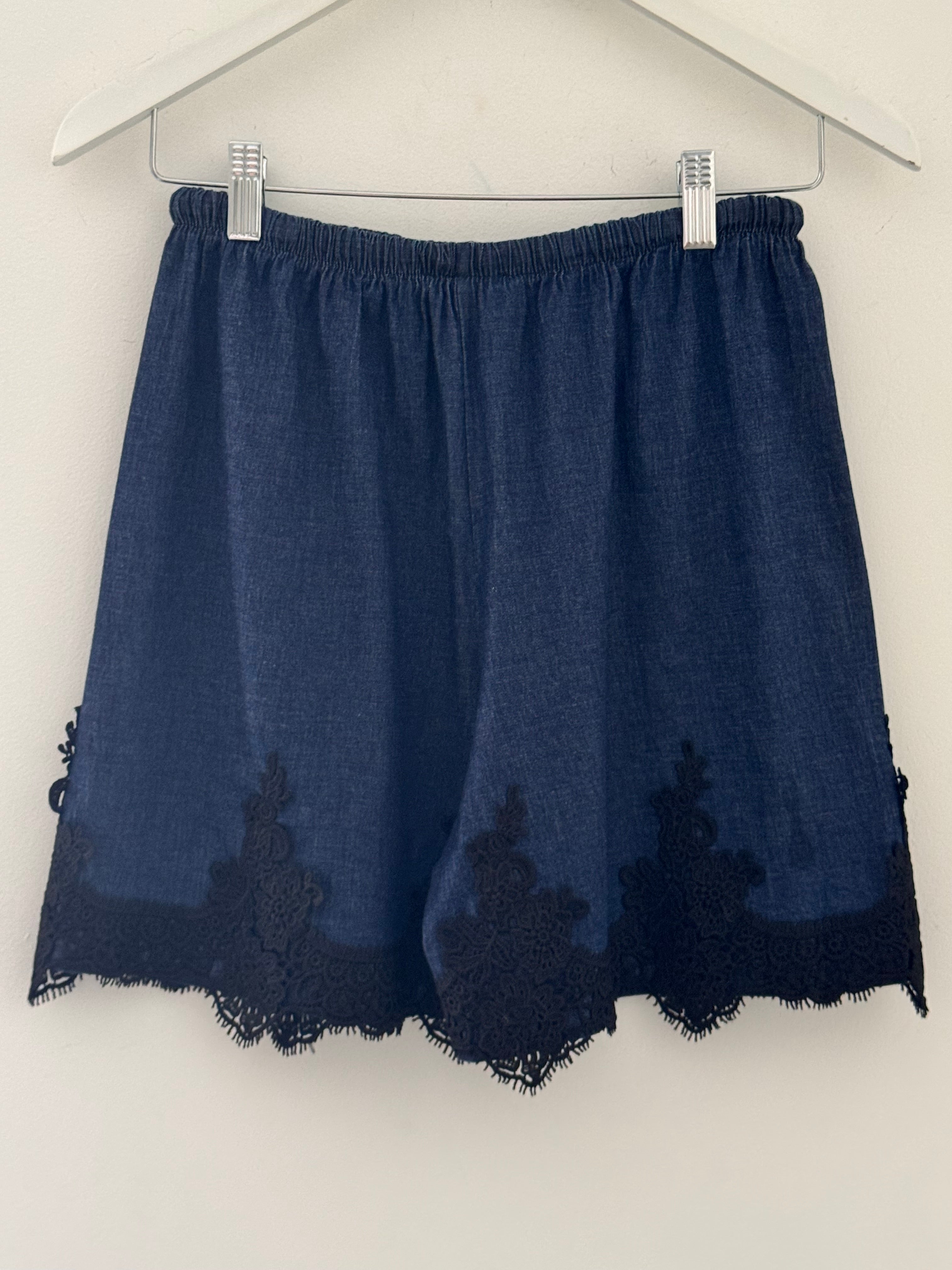 Luxe Chambray Shorts with Lace