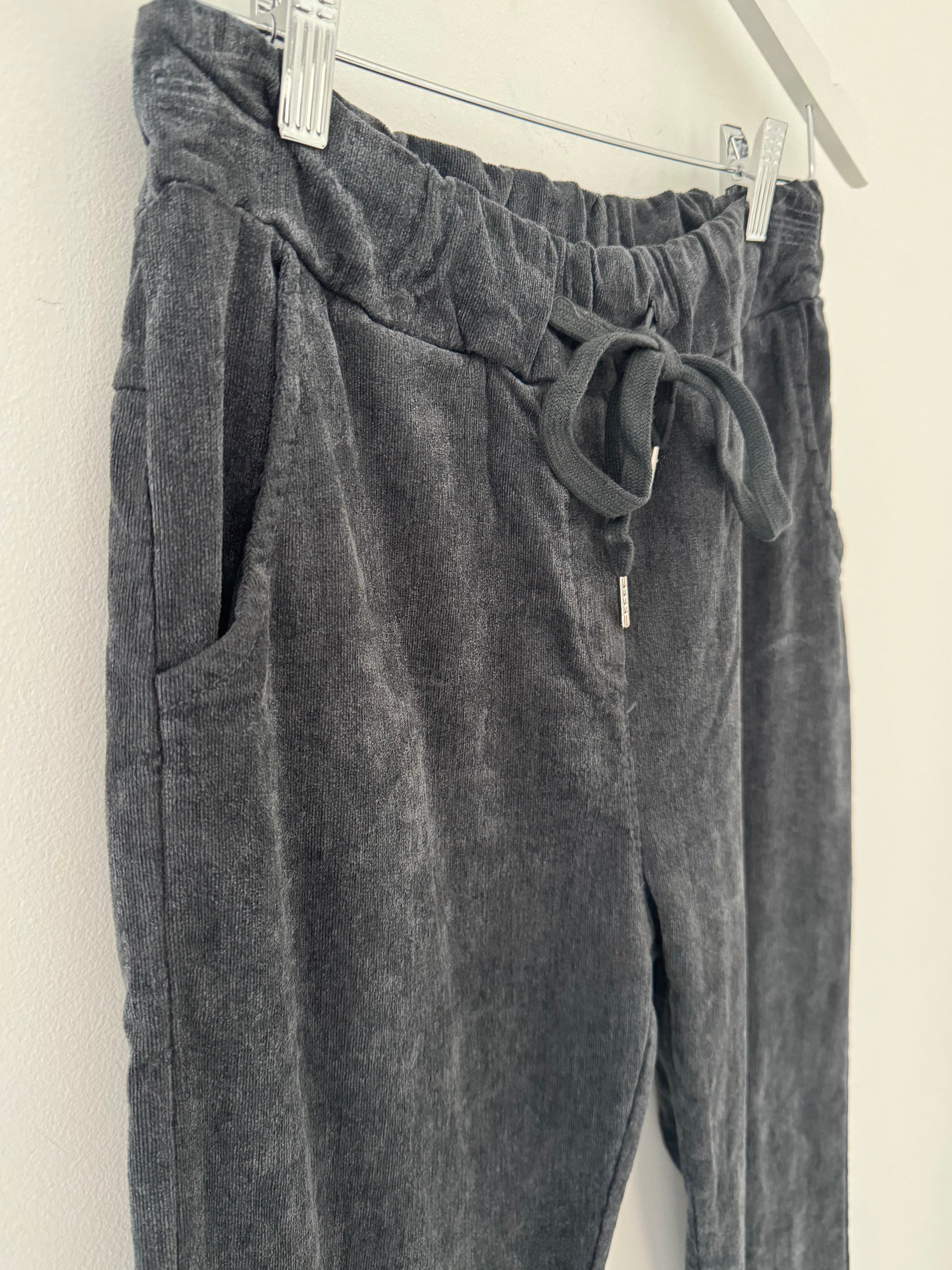 Needlecord Stretch Joggers in Dark Grey