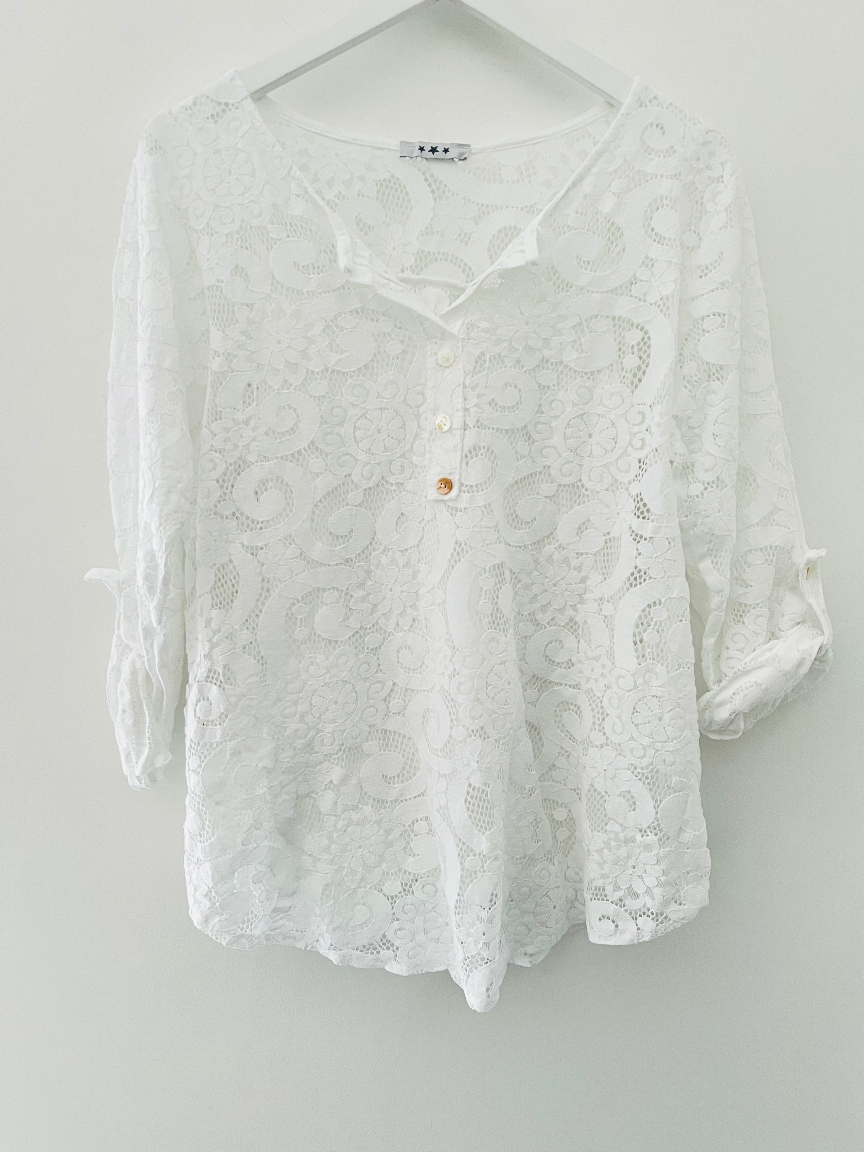 Lace Blouse & Camisole in White