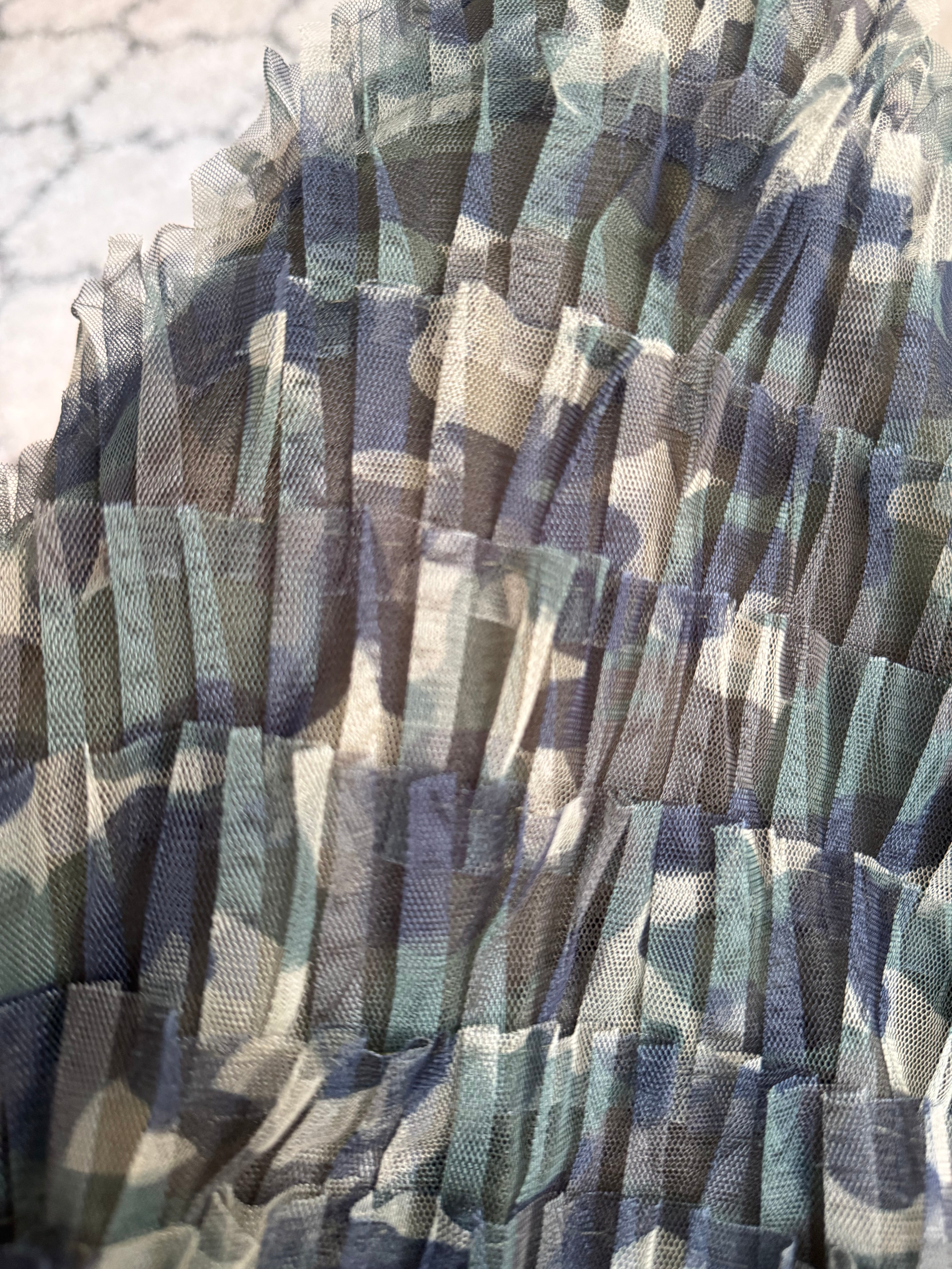 Camo Tulle Midi Skirt