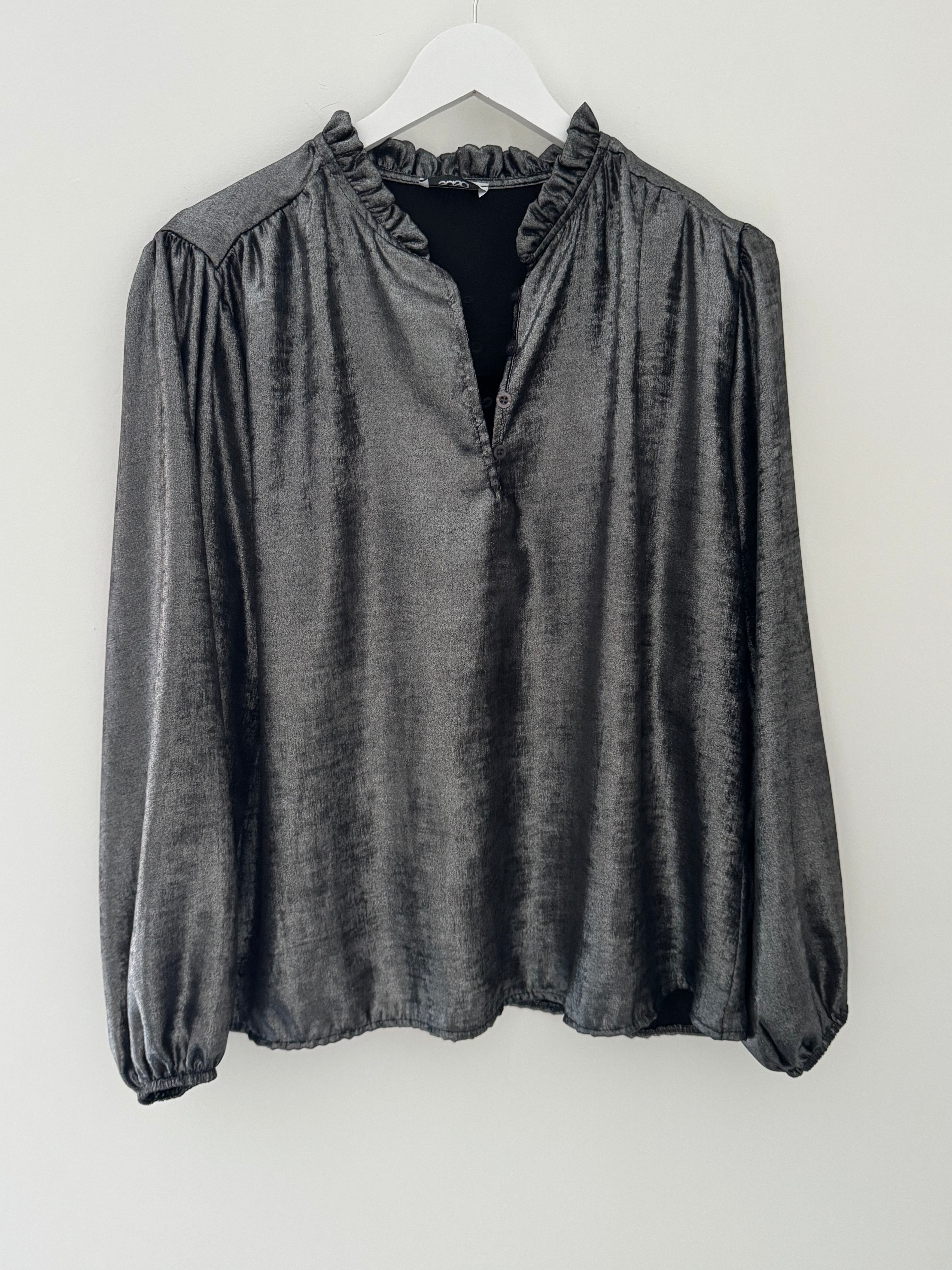 Luxe Metallic Blouse in Pewter