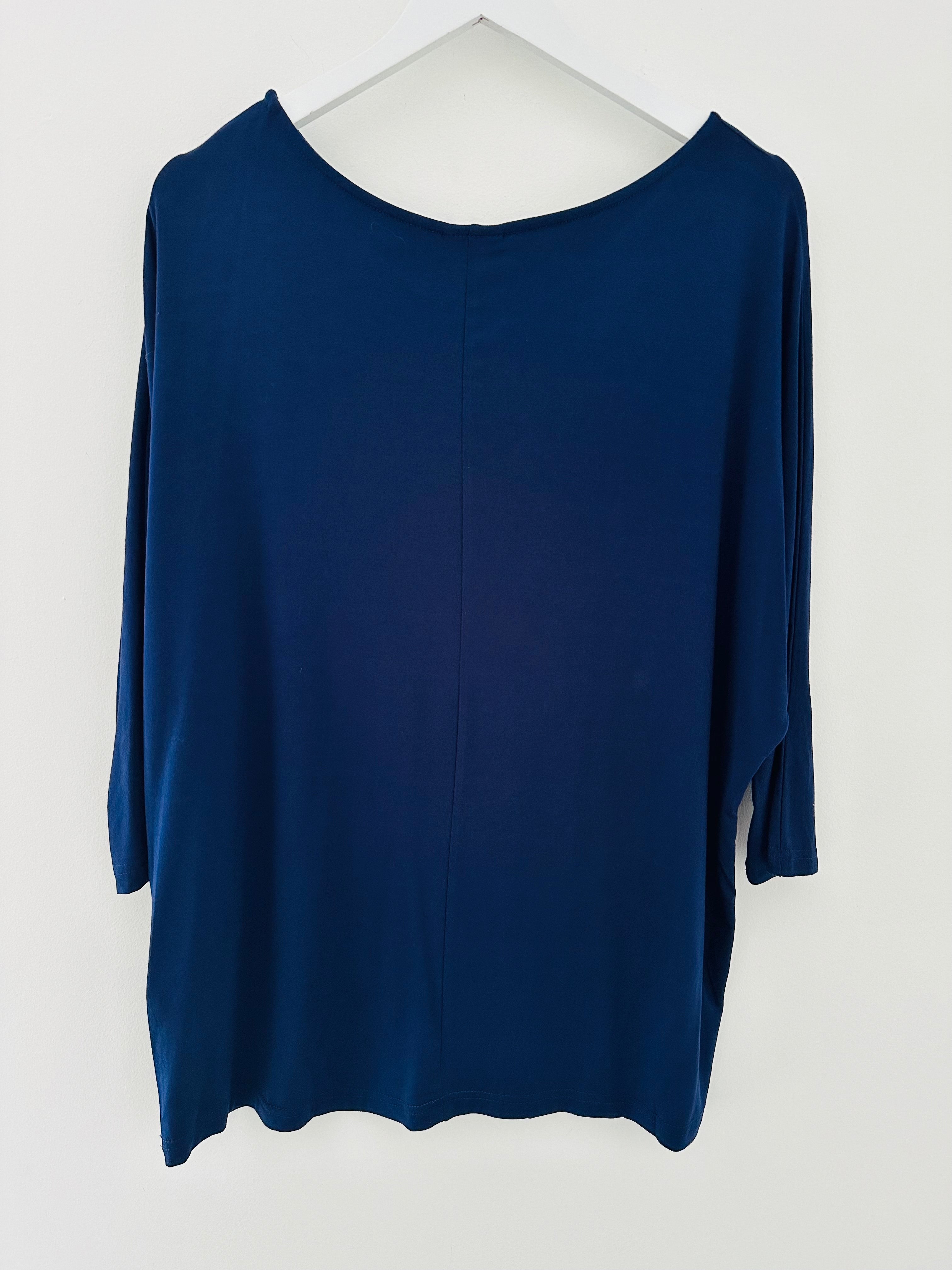 Bamboo Jersey Batwing Top in Navy