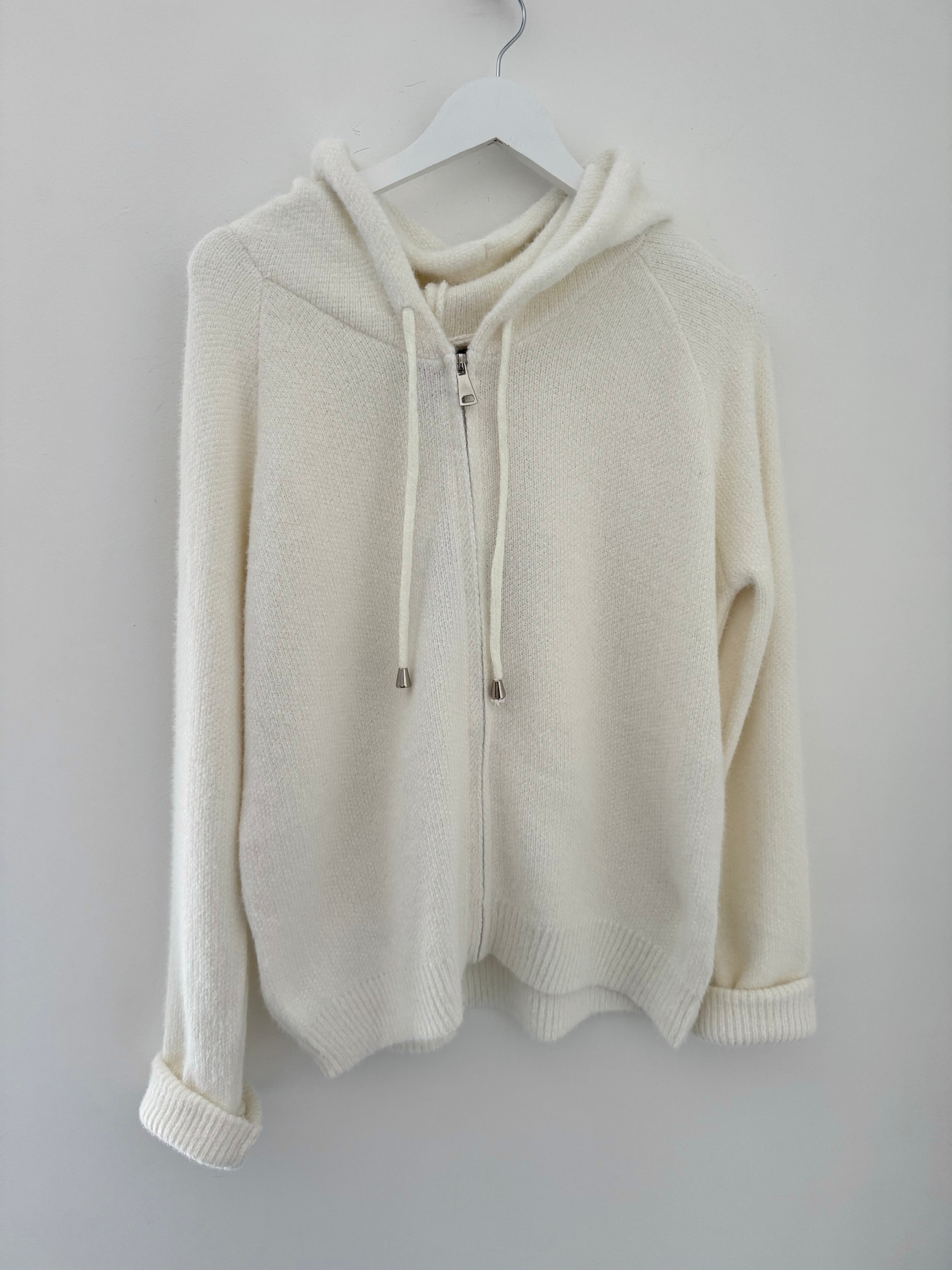 Soft Hooded Knit in Ivory