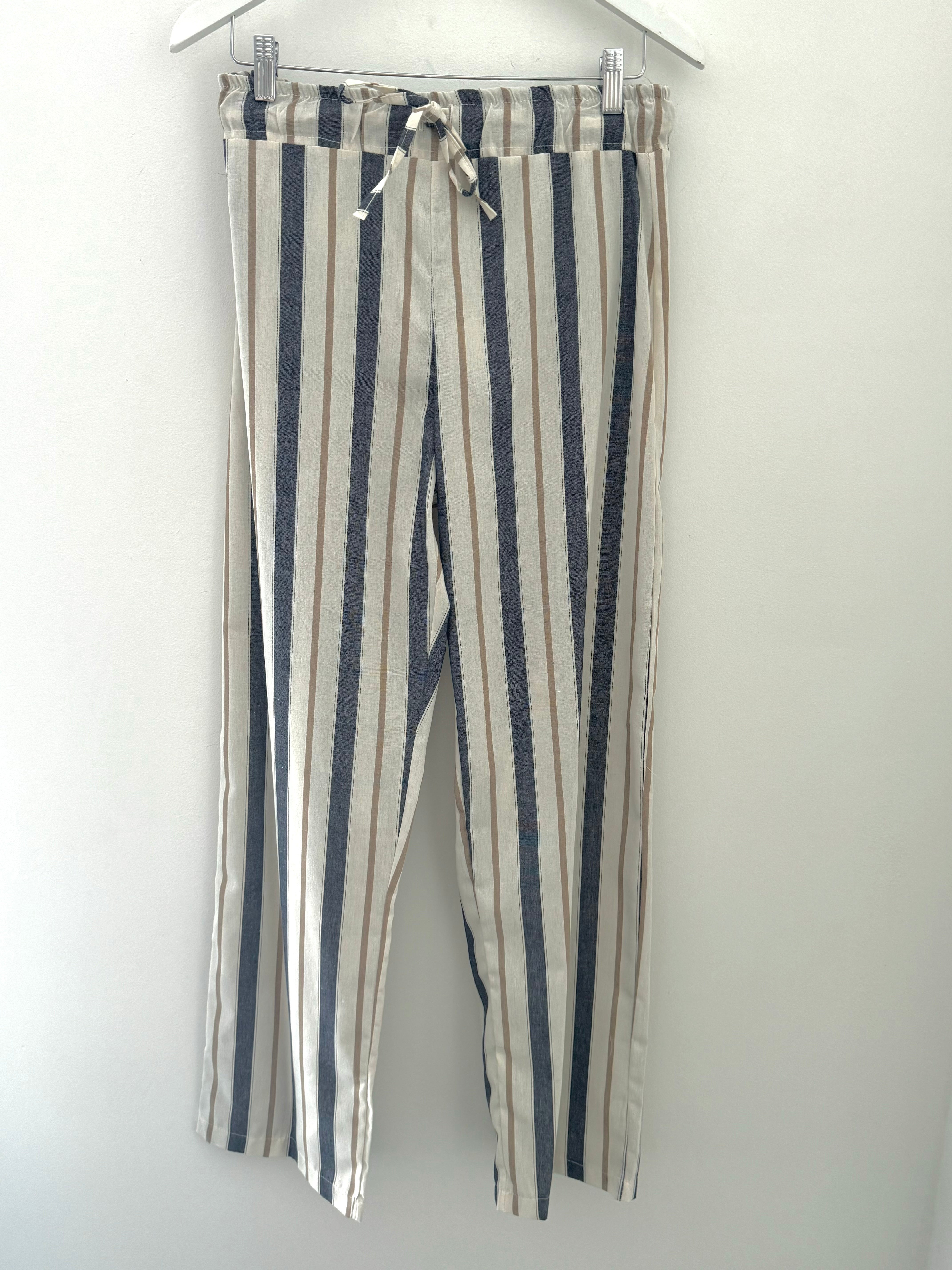 Wide Leg Stripe Trousers in Green