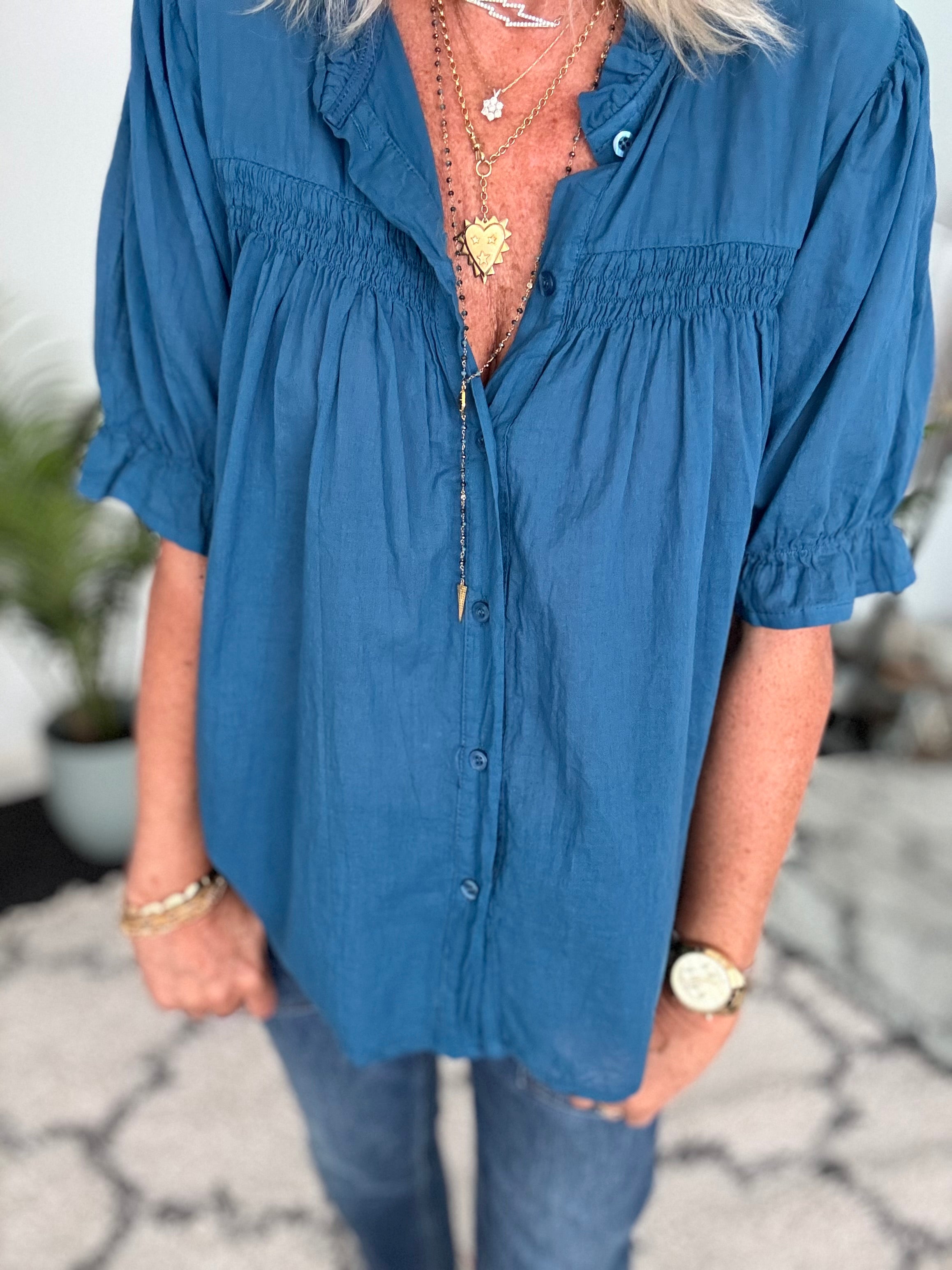 Lawn Cotton Shirt in Teal