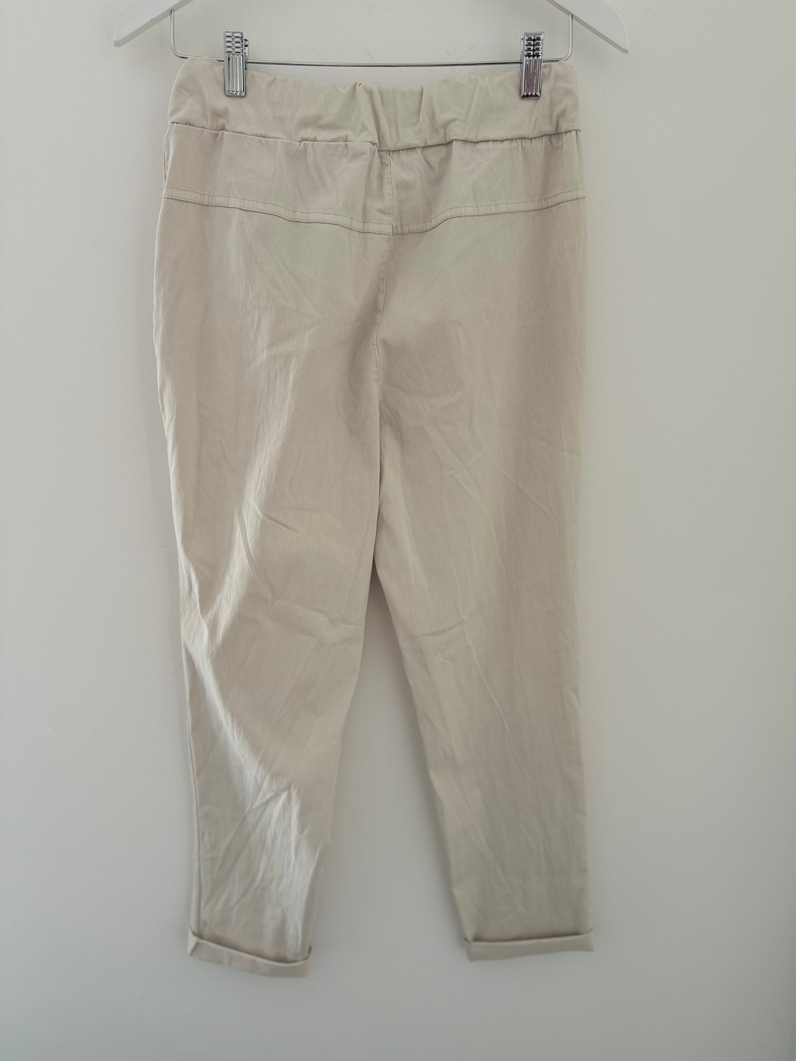 Super Stretch Plain Tie Joggers in Stone