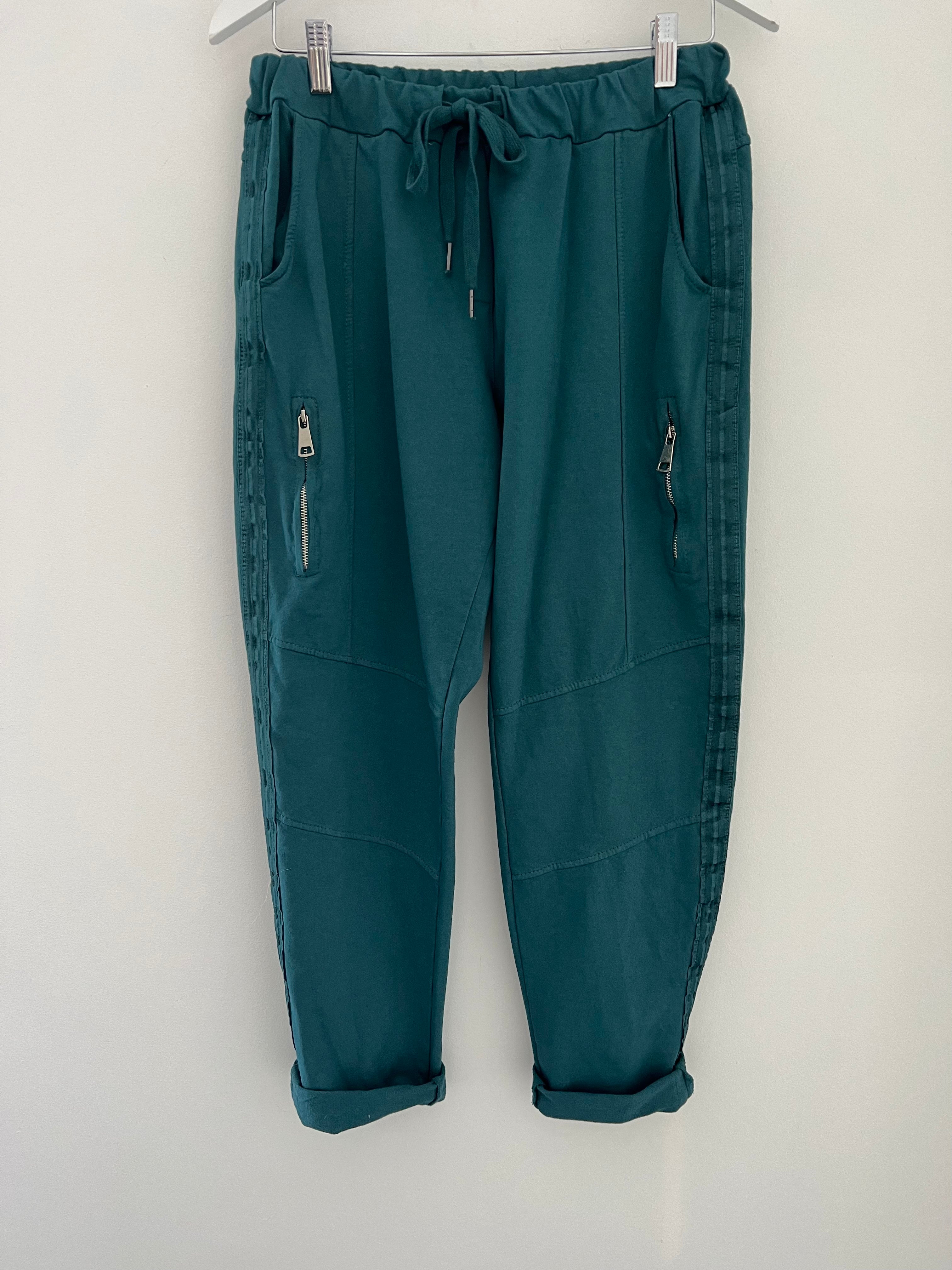 Jersey Stretch Joggers in Teal Green