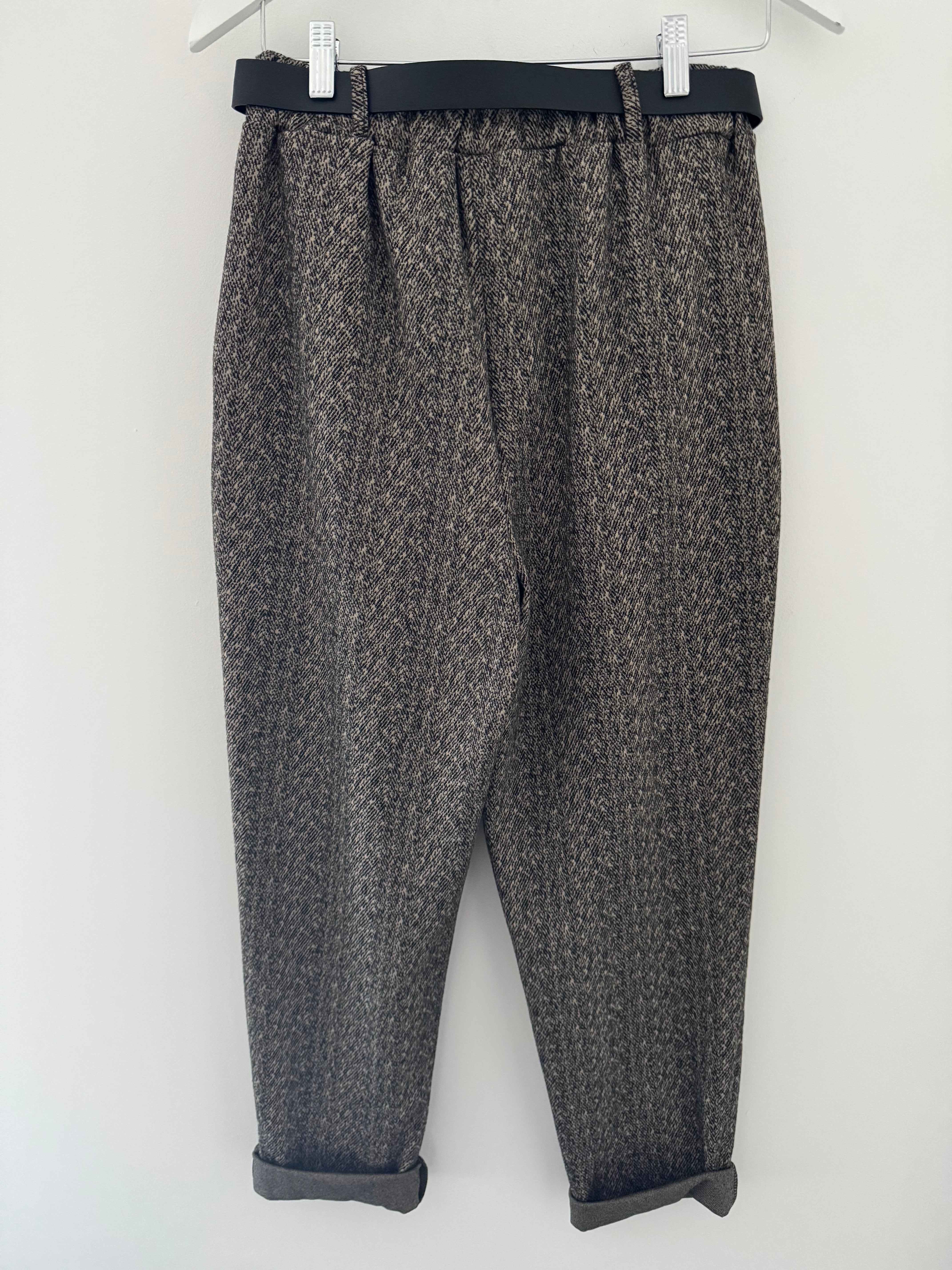 Stretch Herringbone Trousers in Mocha