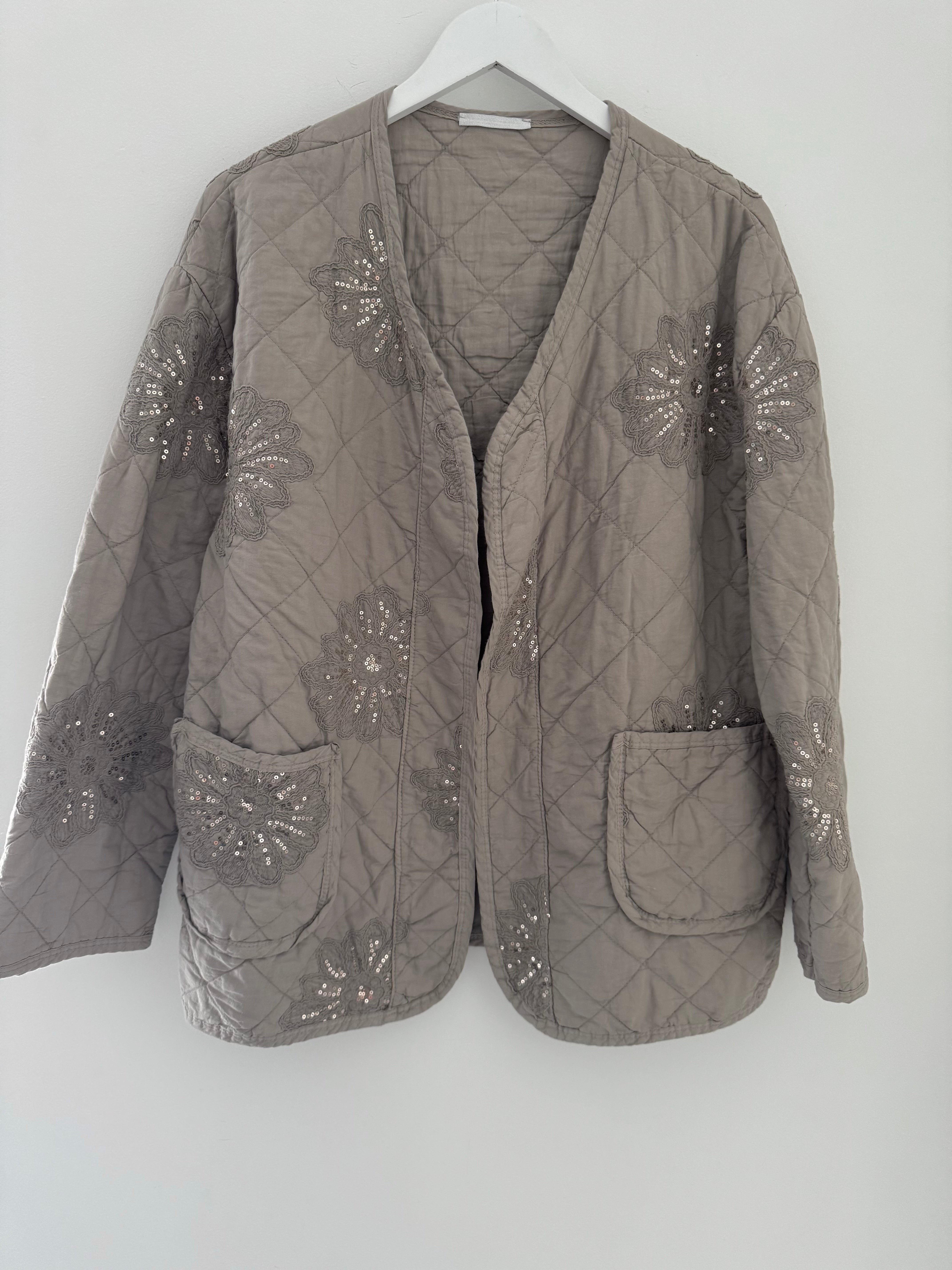 Quilted Jacket with Sequins in Mocha