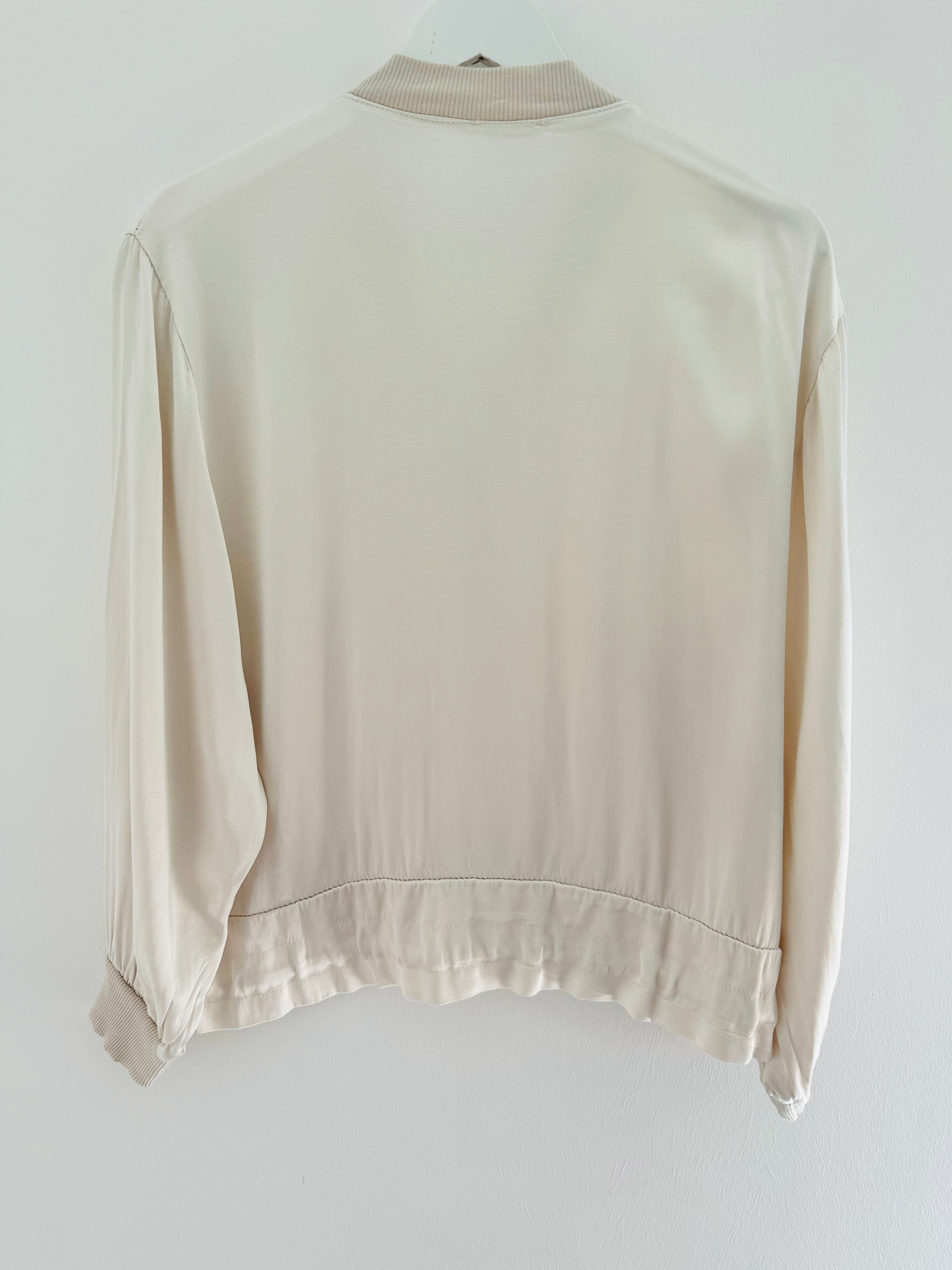 Silky Bomber Jacket in Oyster