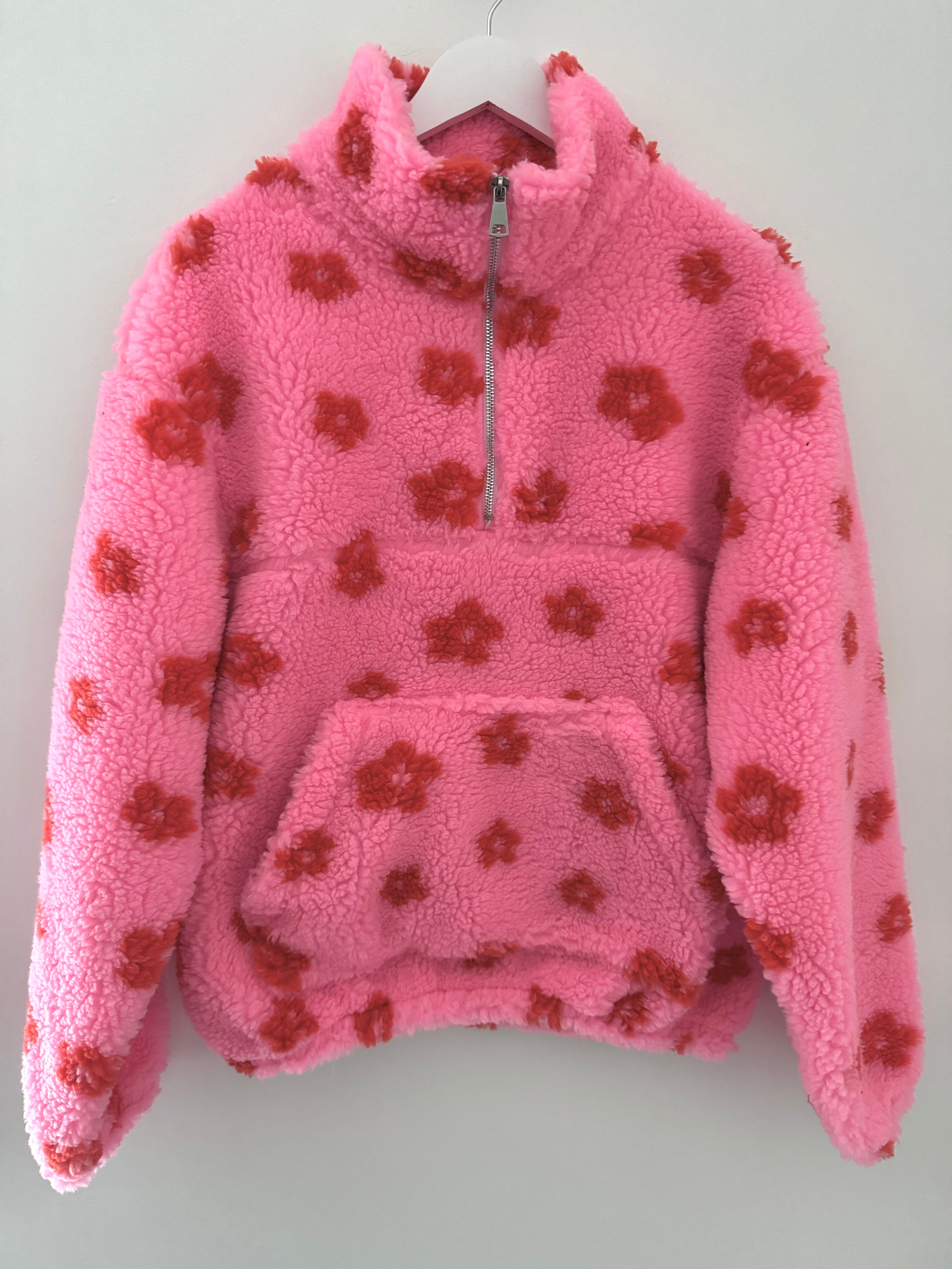 Teddy Fleece in Pink & Red