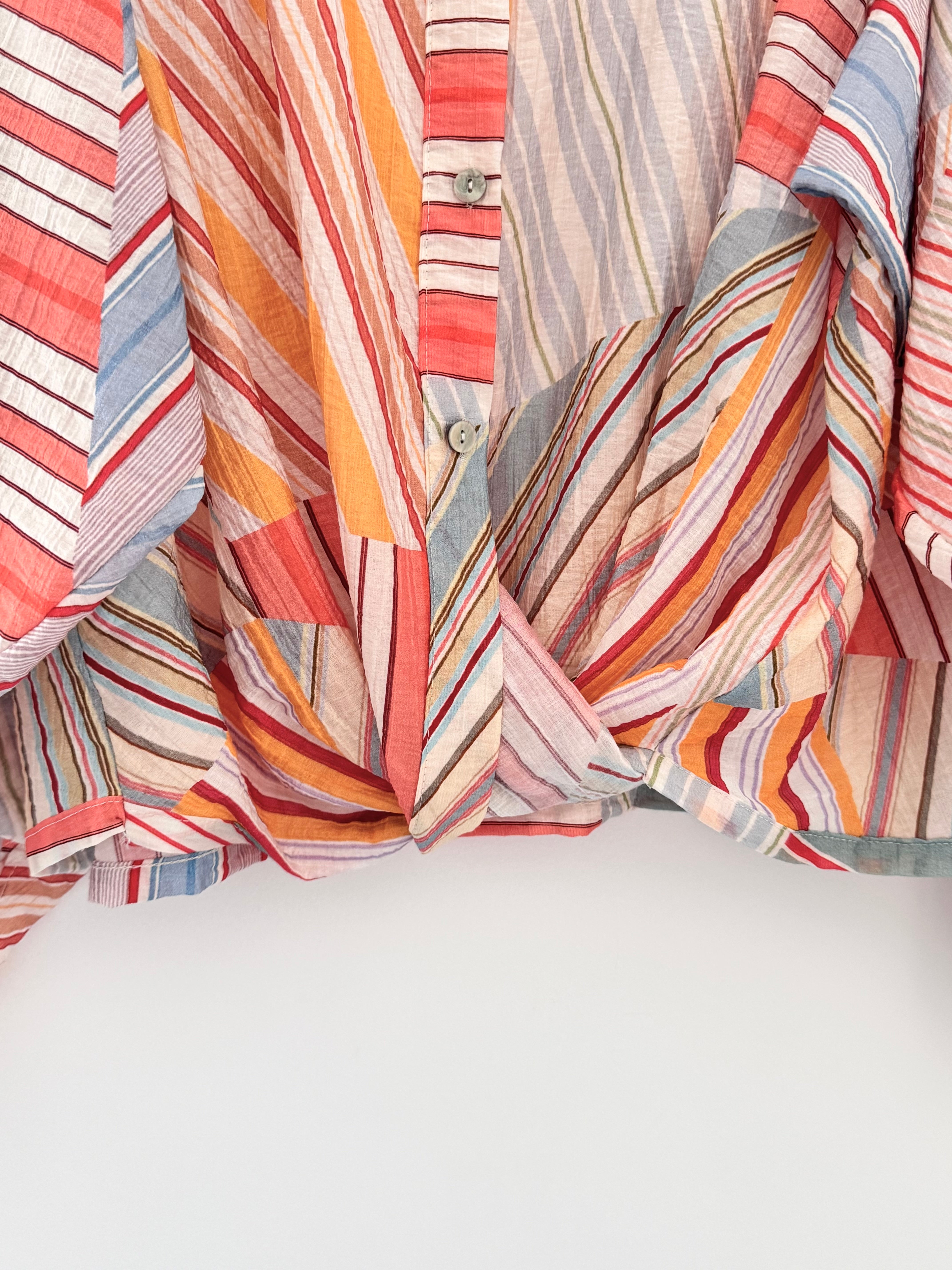 Stripe Shirt in Coral & Blue