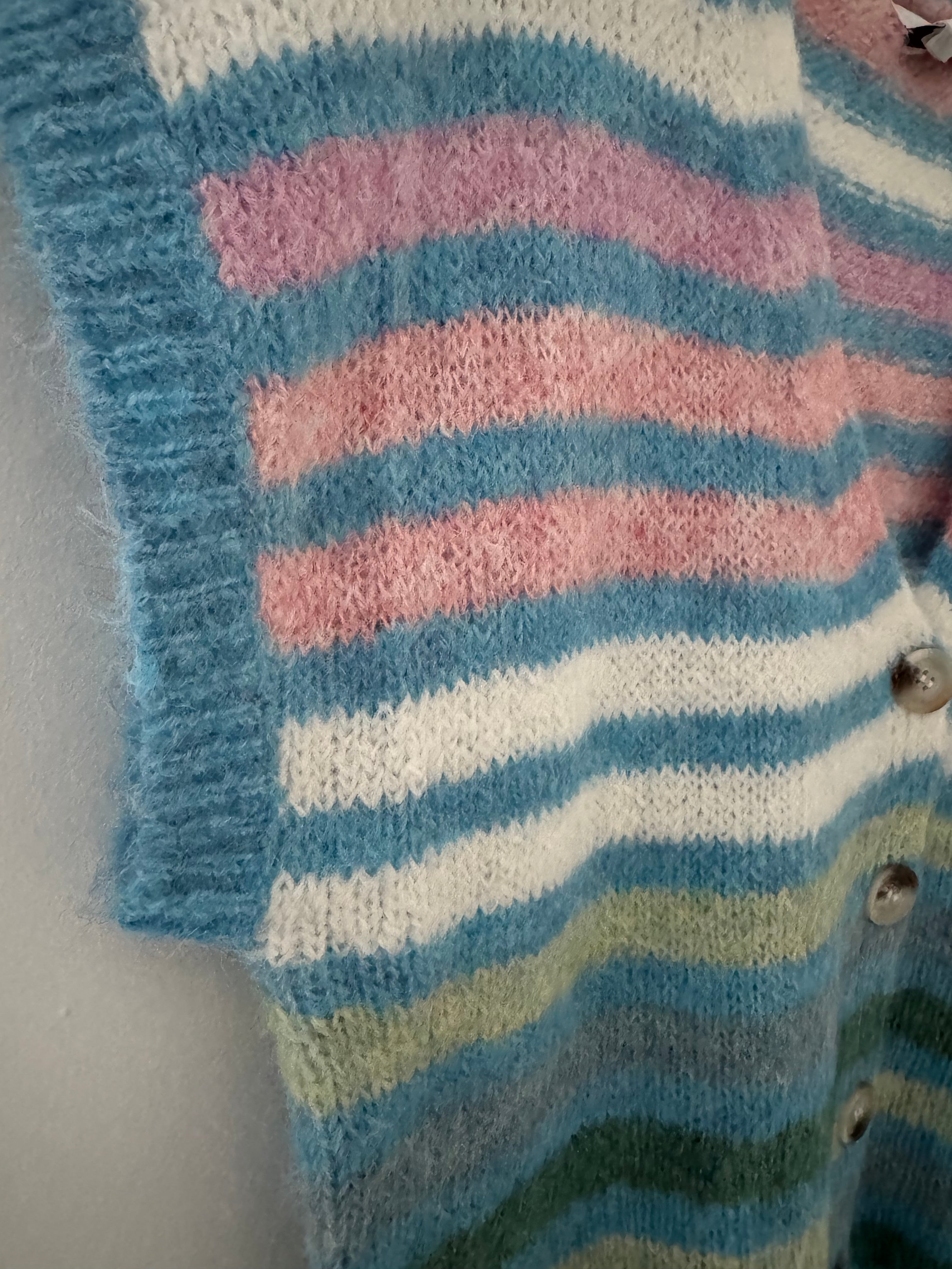 Stripe Button Tank in Blue & Pink