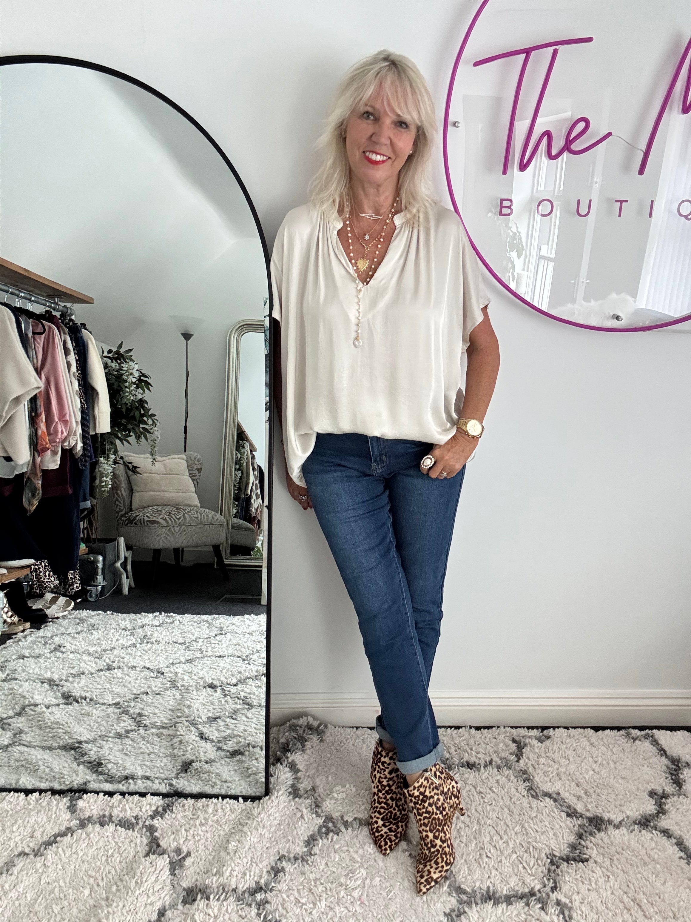 Luxe Silky Top in Ecru