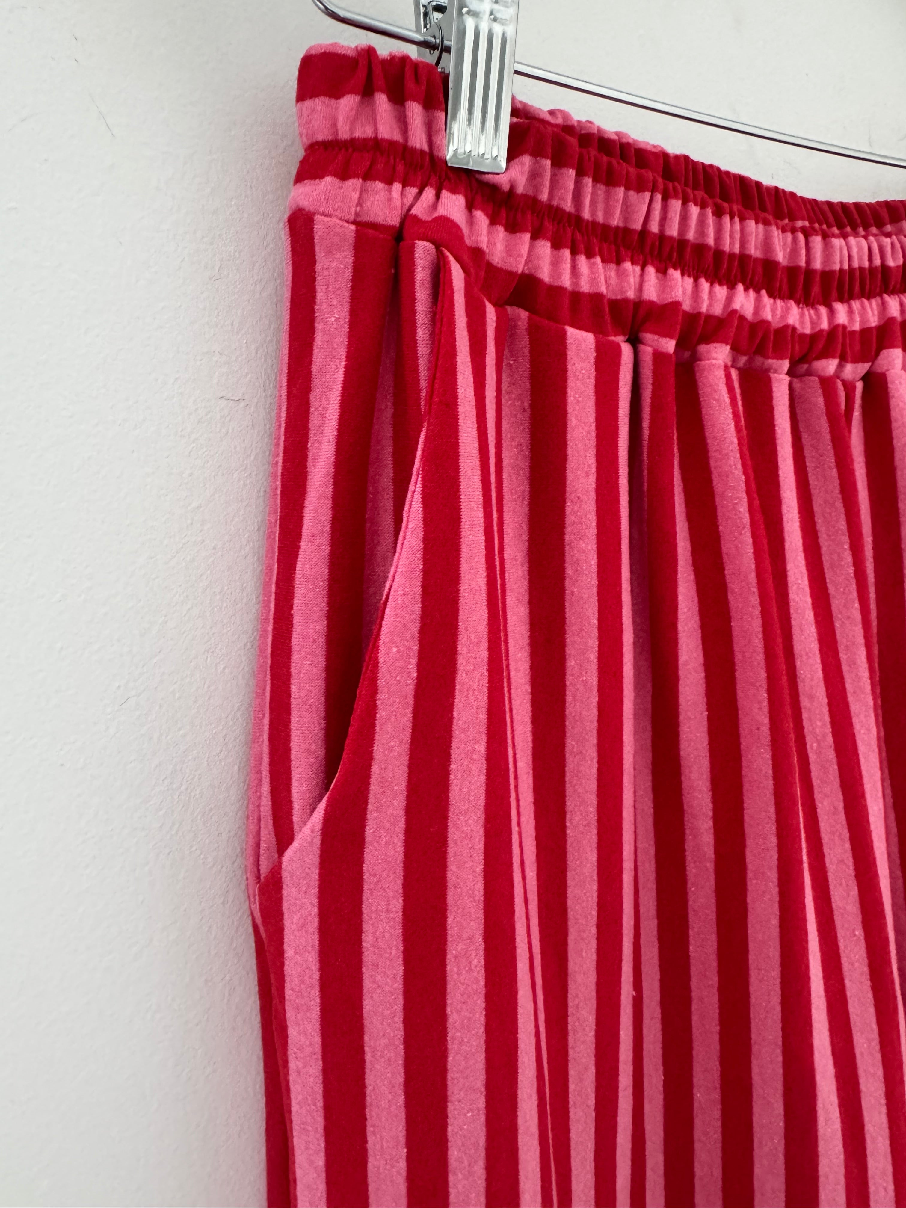 Stretch Stripe Trousers in Pink & Red