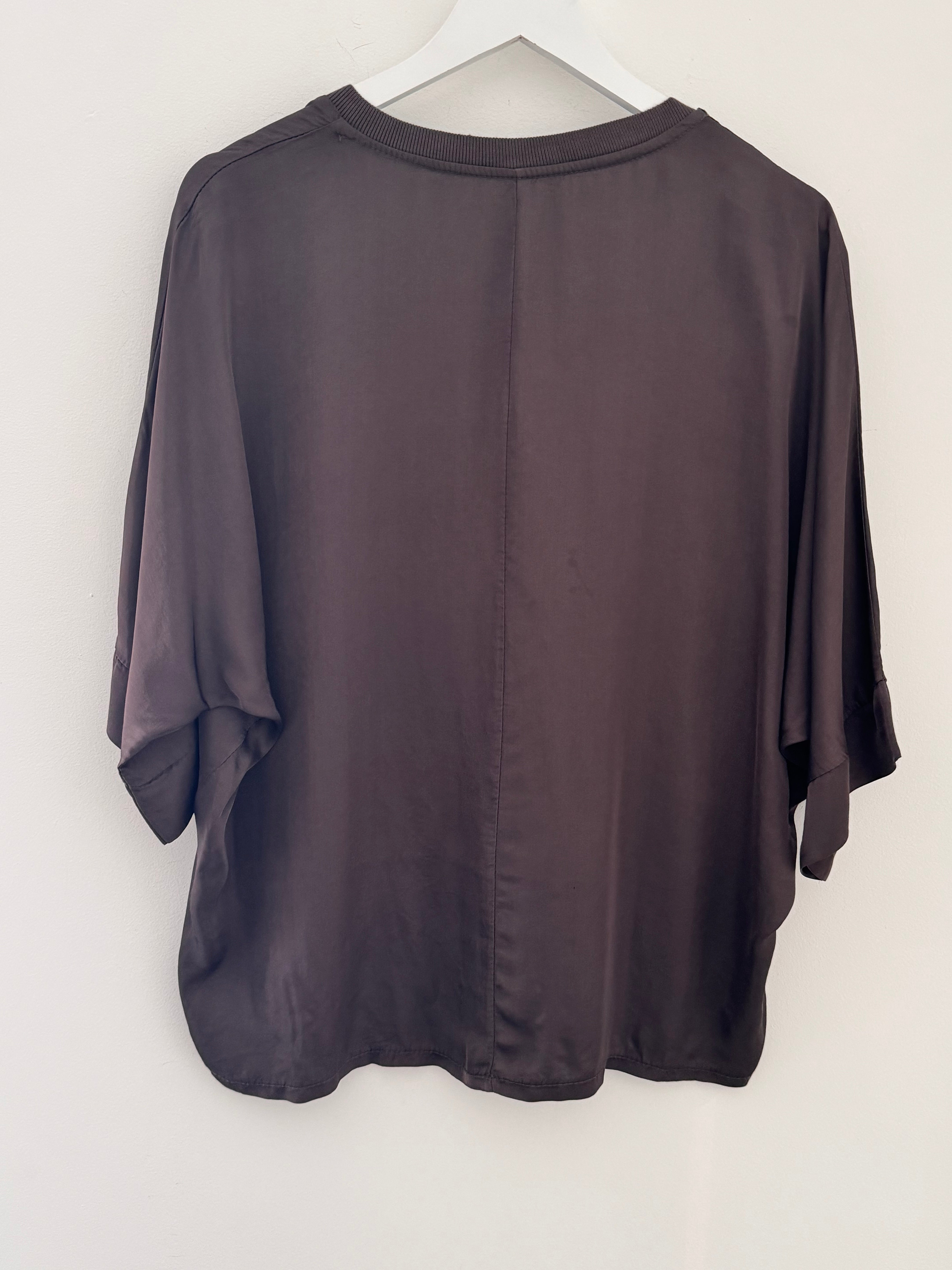 Silky V Neck Top in Chocolate