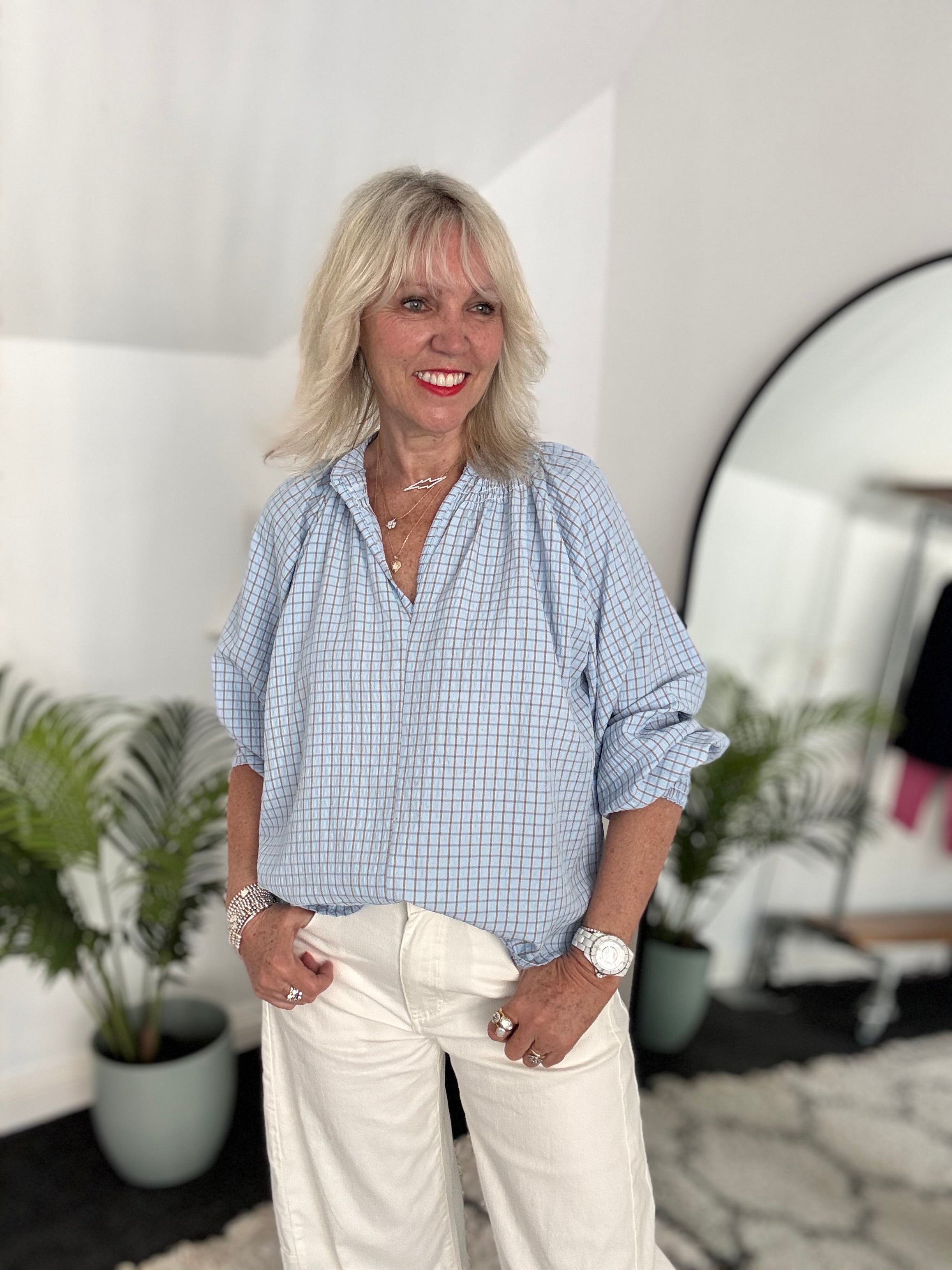 Checked Blouse in Blue