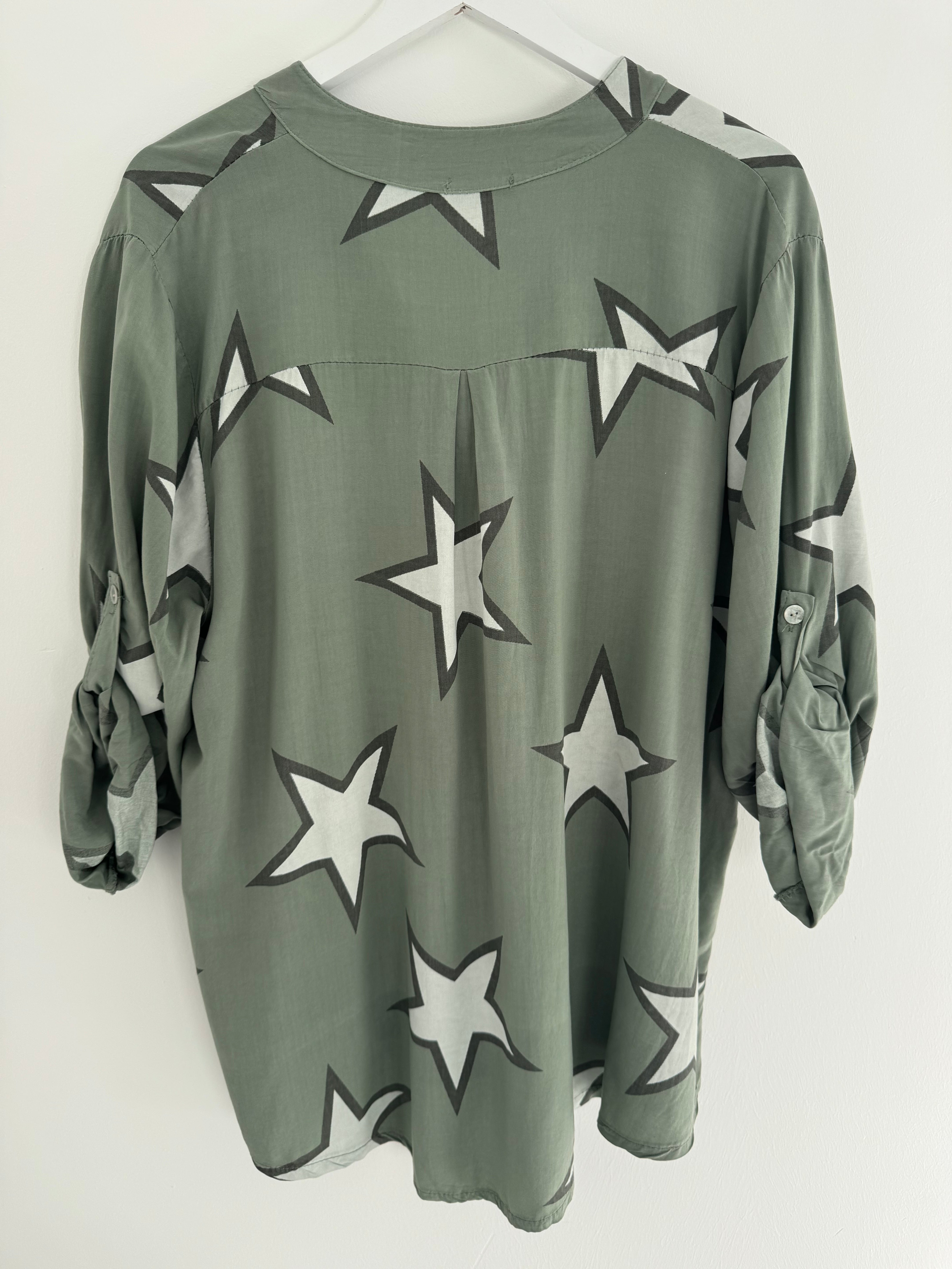 Star & Sequin Shirt in Green