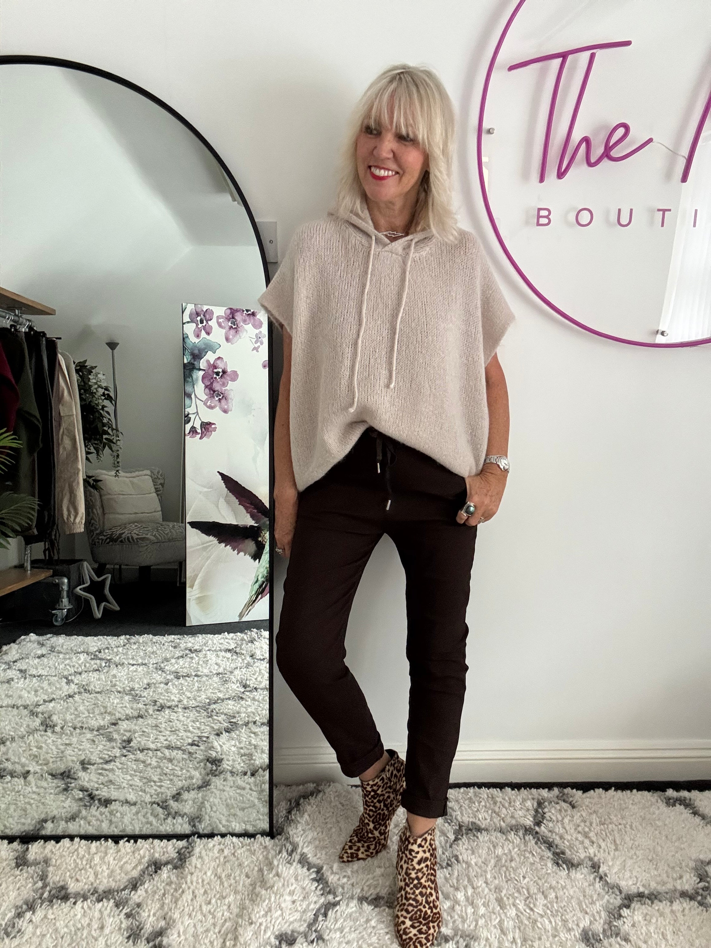 Mohair Hooded Tank in Latte