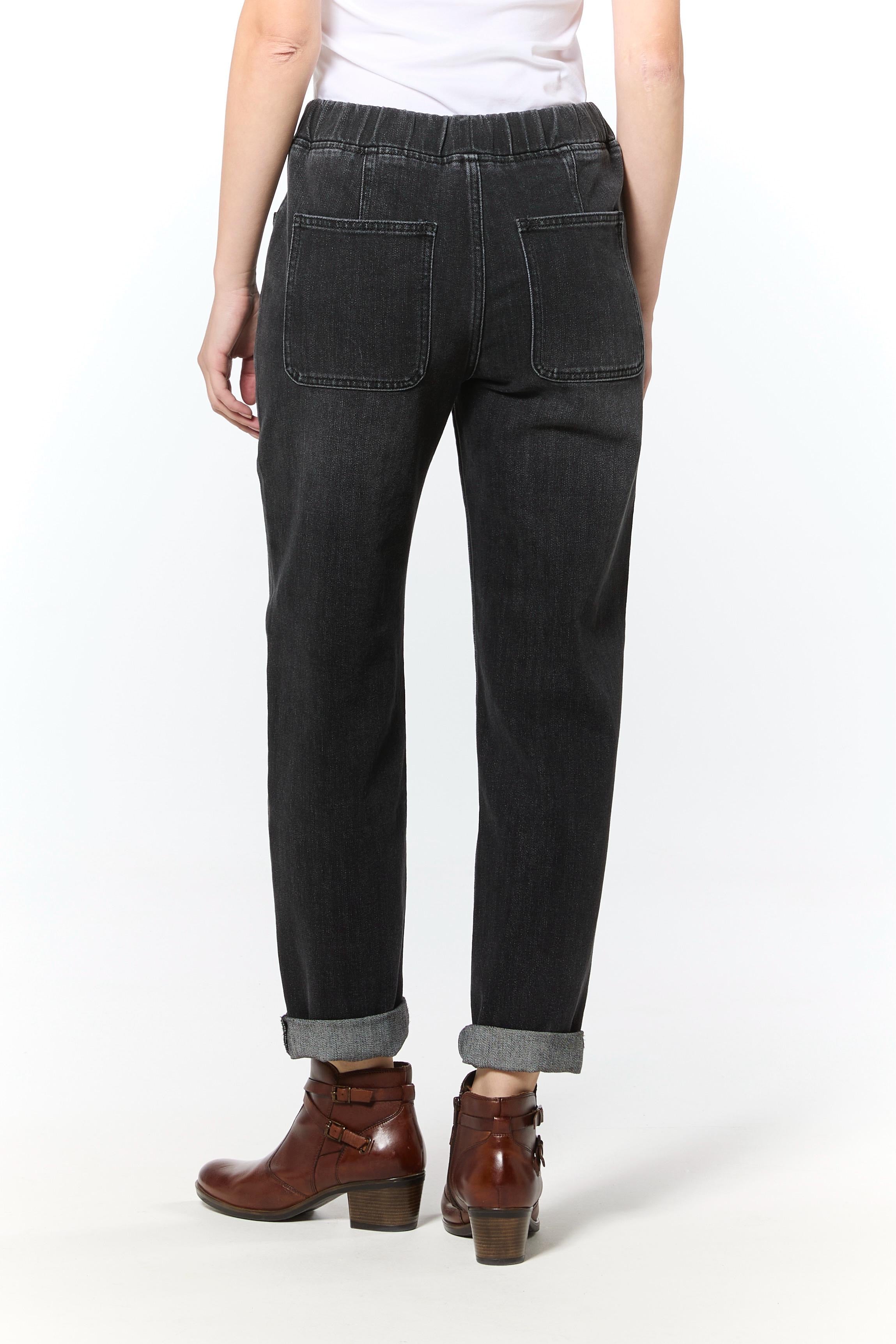 Double Pocket Jean Joggers in Washed Black