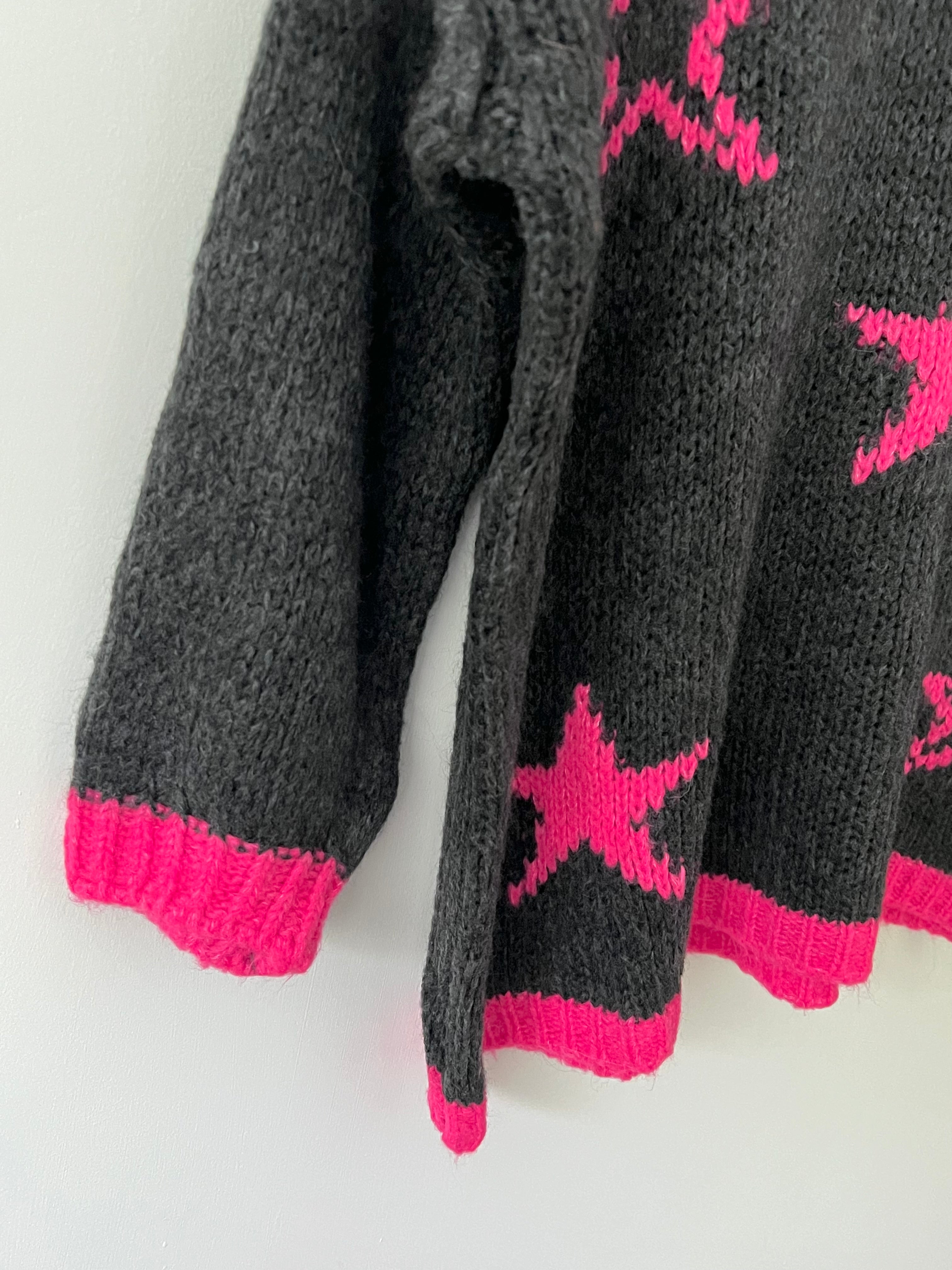 Multi Star Jumper in Charcoal & Pink