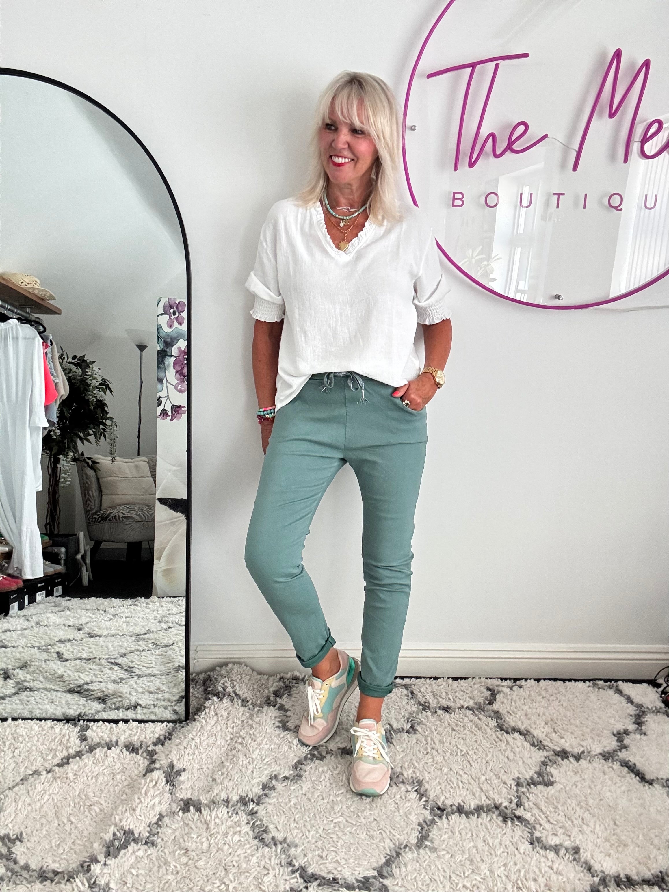 Super Stretch Joggers in Ocean Green