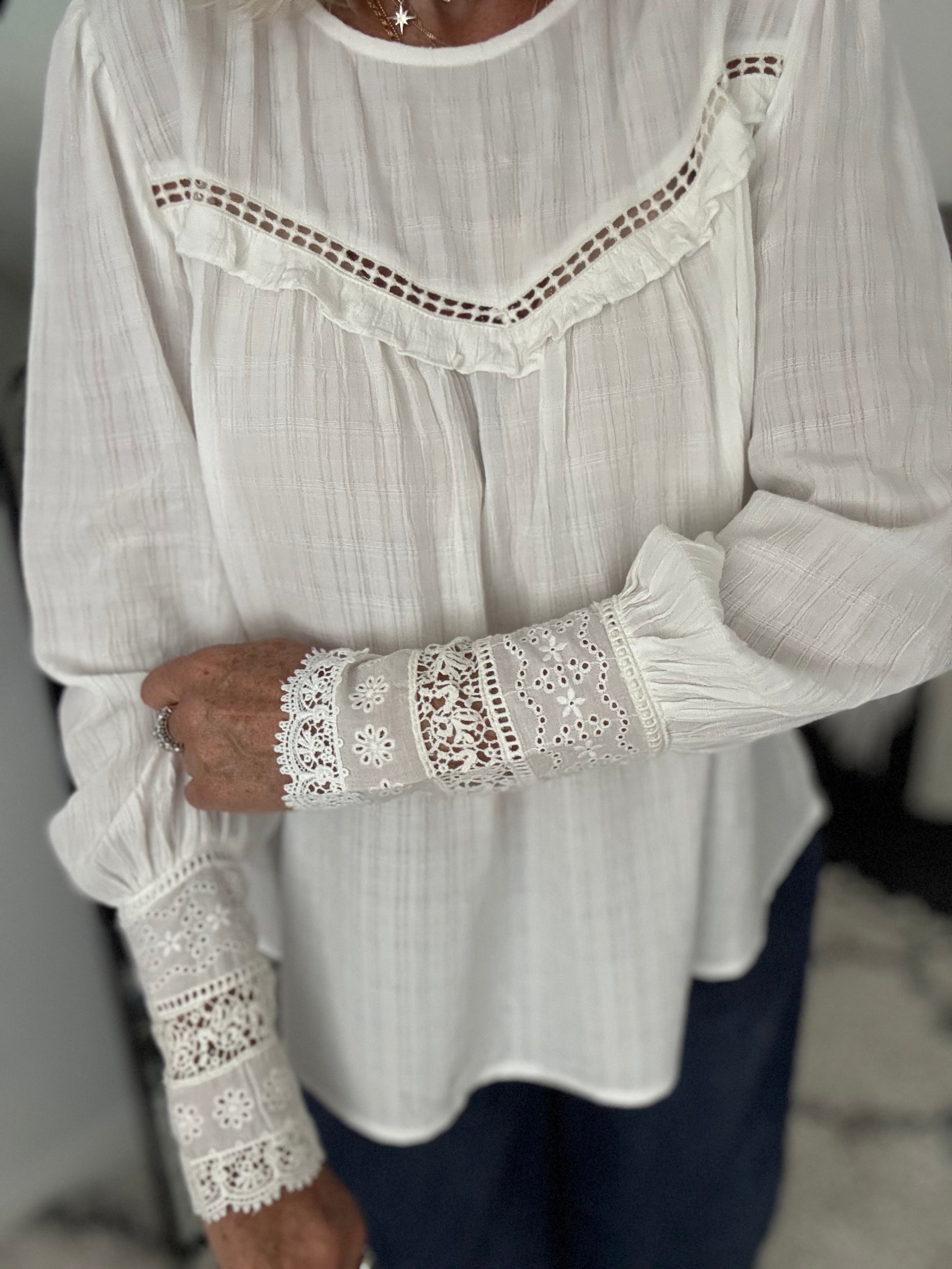 Luxe Blouse with Lace Cuffs