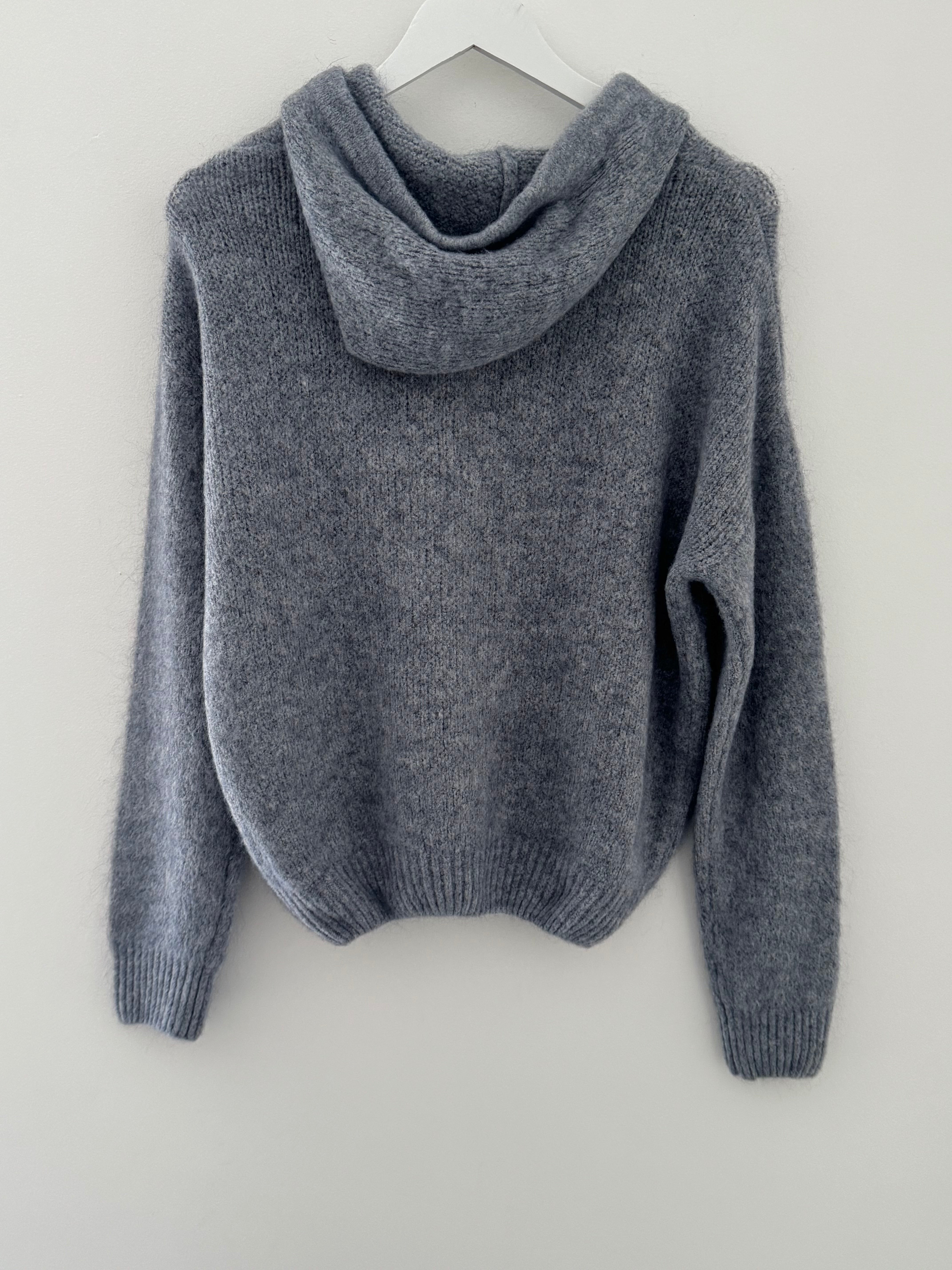 Hooded Mohair Jumper in Charcoal